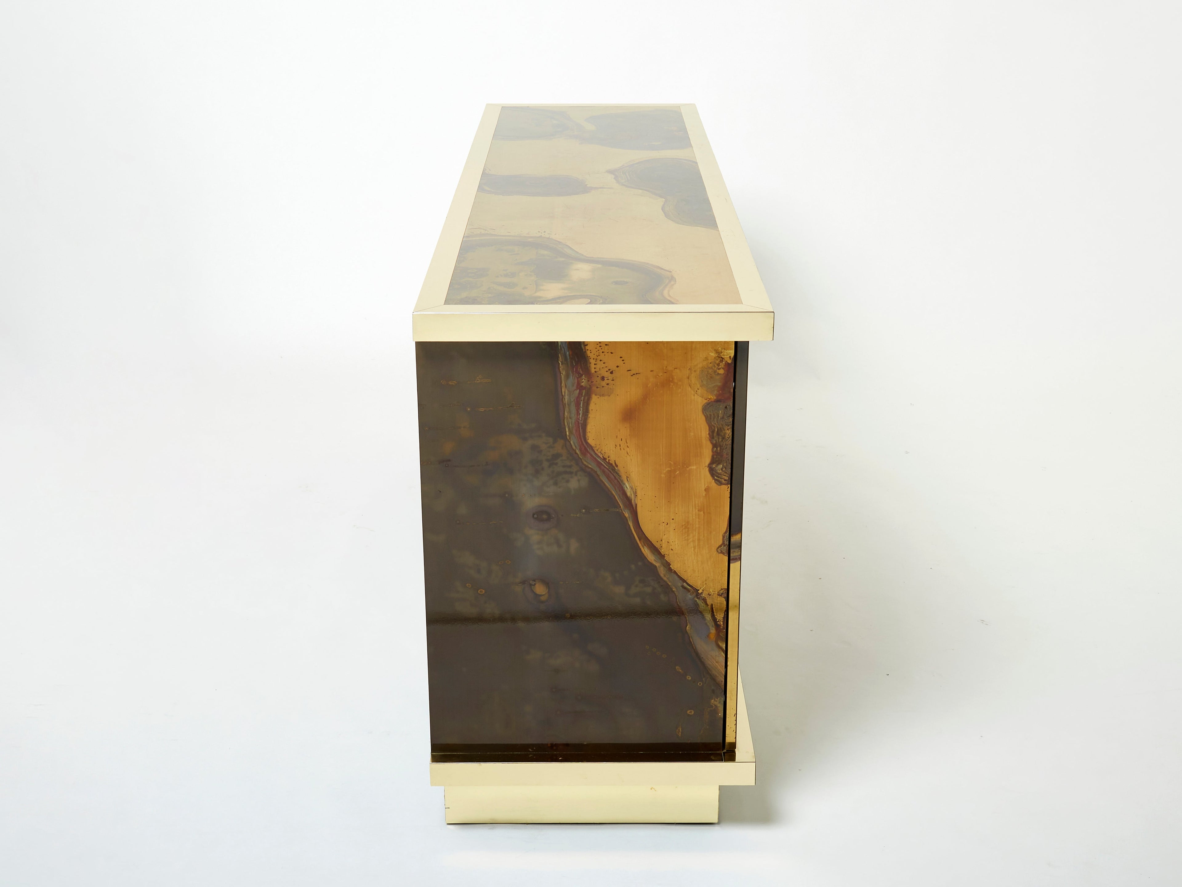 French Isabelle and Richard Faure oxidized brass sideboard 1970s