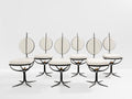 French brutalist wrought iron alcantara set of 6 chairs 1990