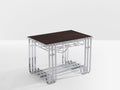 French modernist walnut boat bar table nickel-plated 1930s