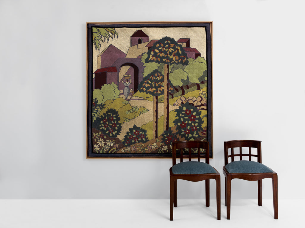 Gabriel Laneyrie petit-point needlework panel tapestry 1934