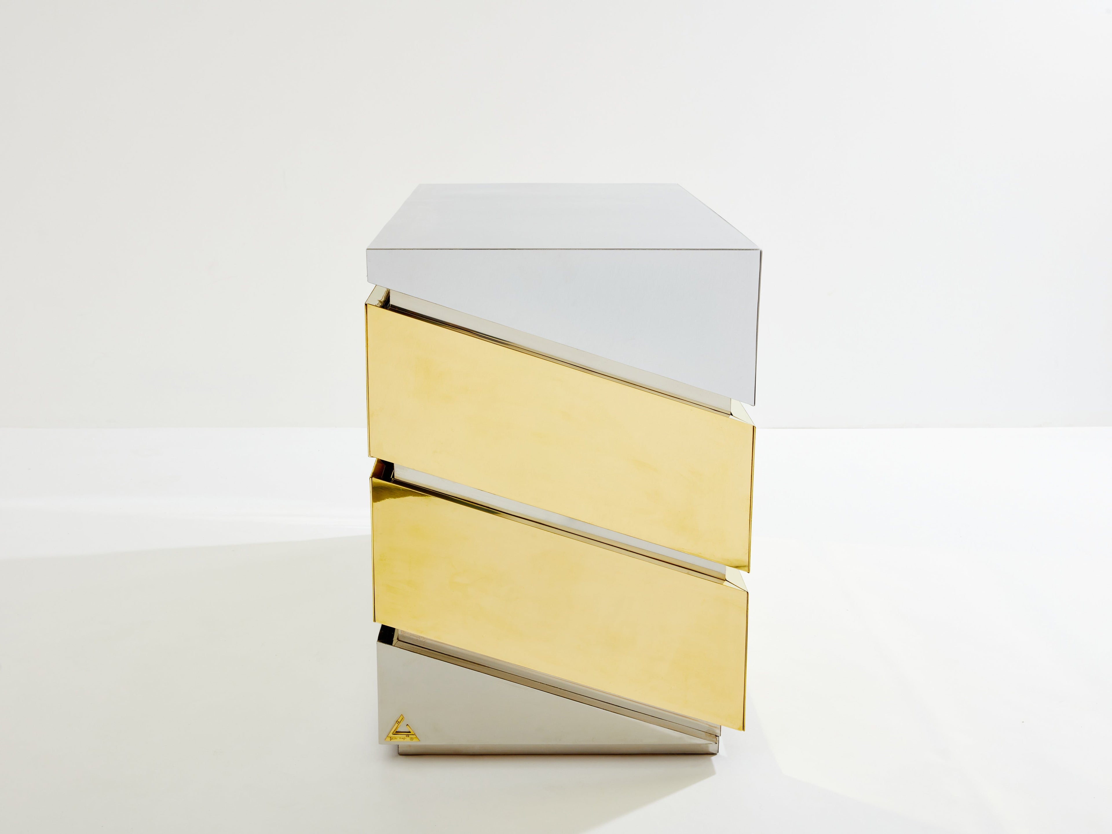 Gabriella Crespi Mr Mme chrome brass chest of drawers 1972