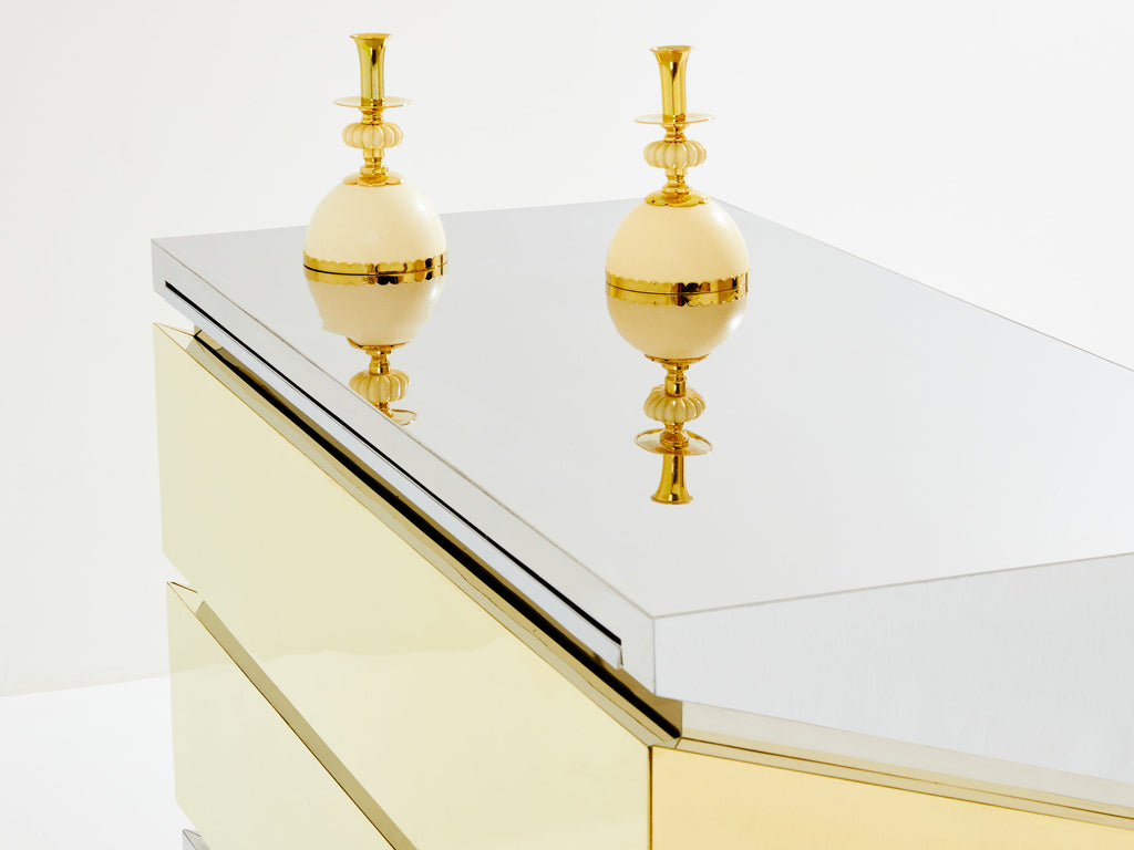 Gabriella Crespi Mr Mme chrome brass chest of drawers 1972
