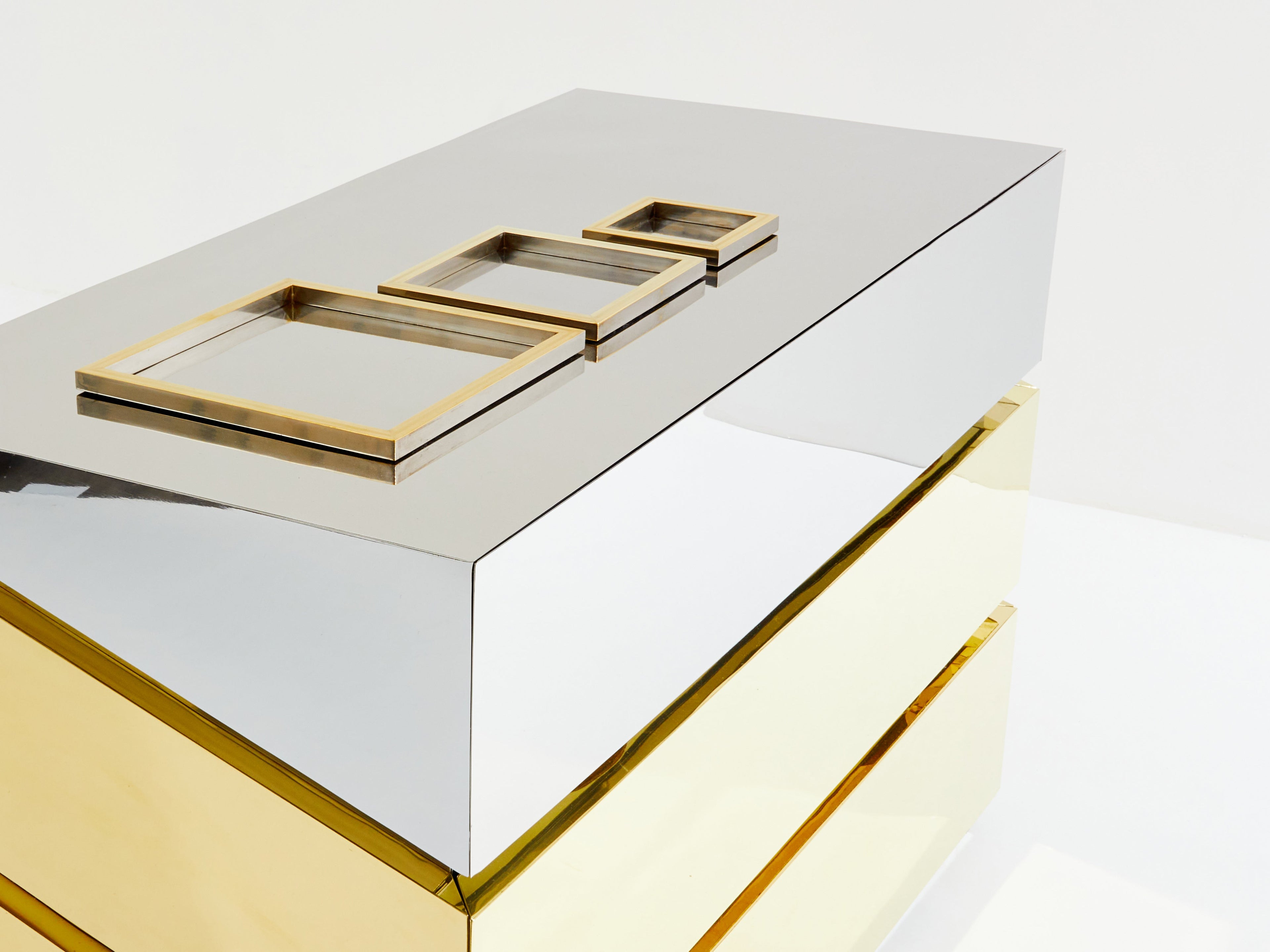 Gabriella Crespi Mr Mme chrome brass chest of drawers 1972