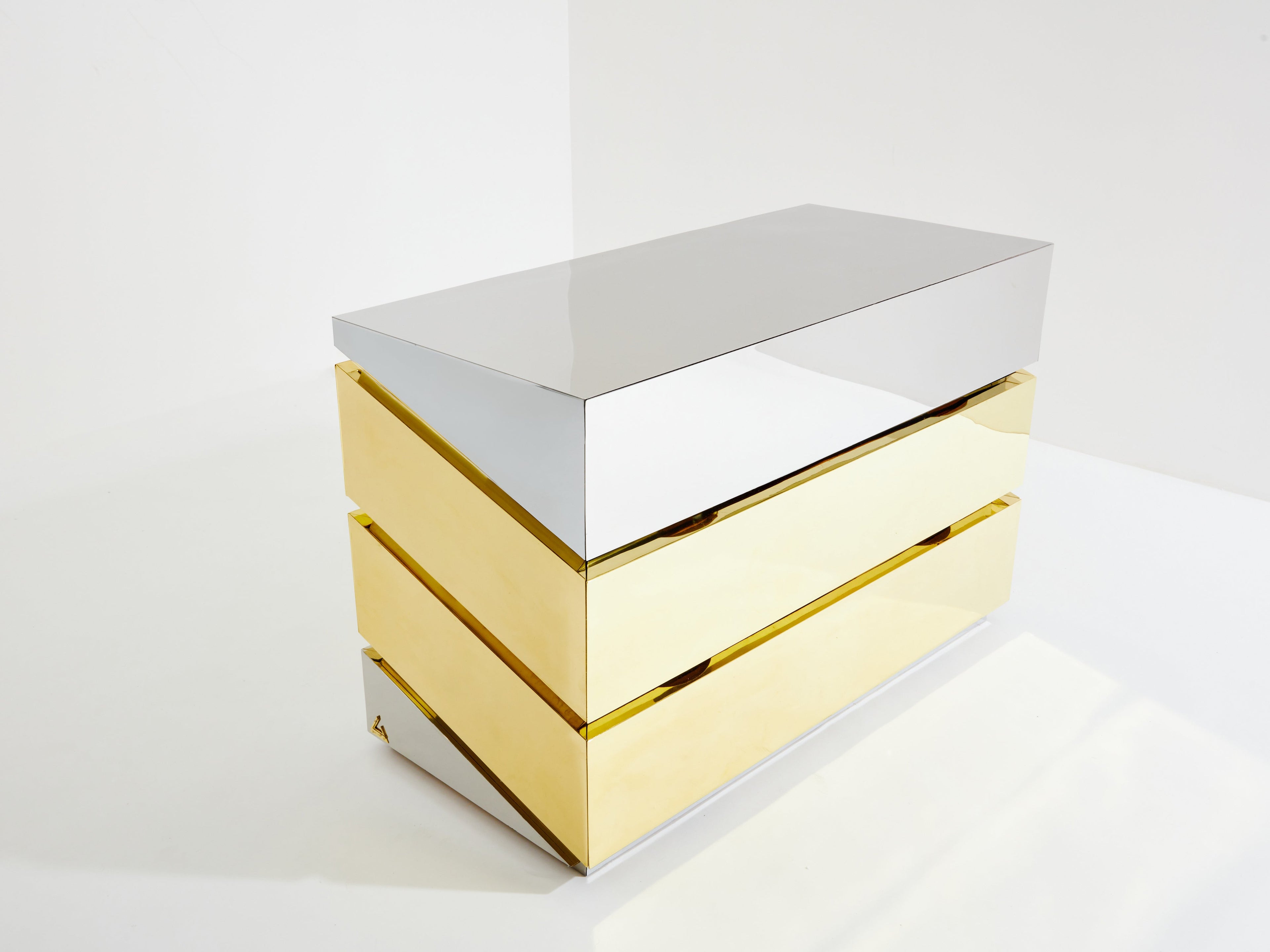 Gabriella Crespi Mr Mme chrome brass chest of drawers 1972