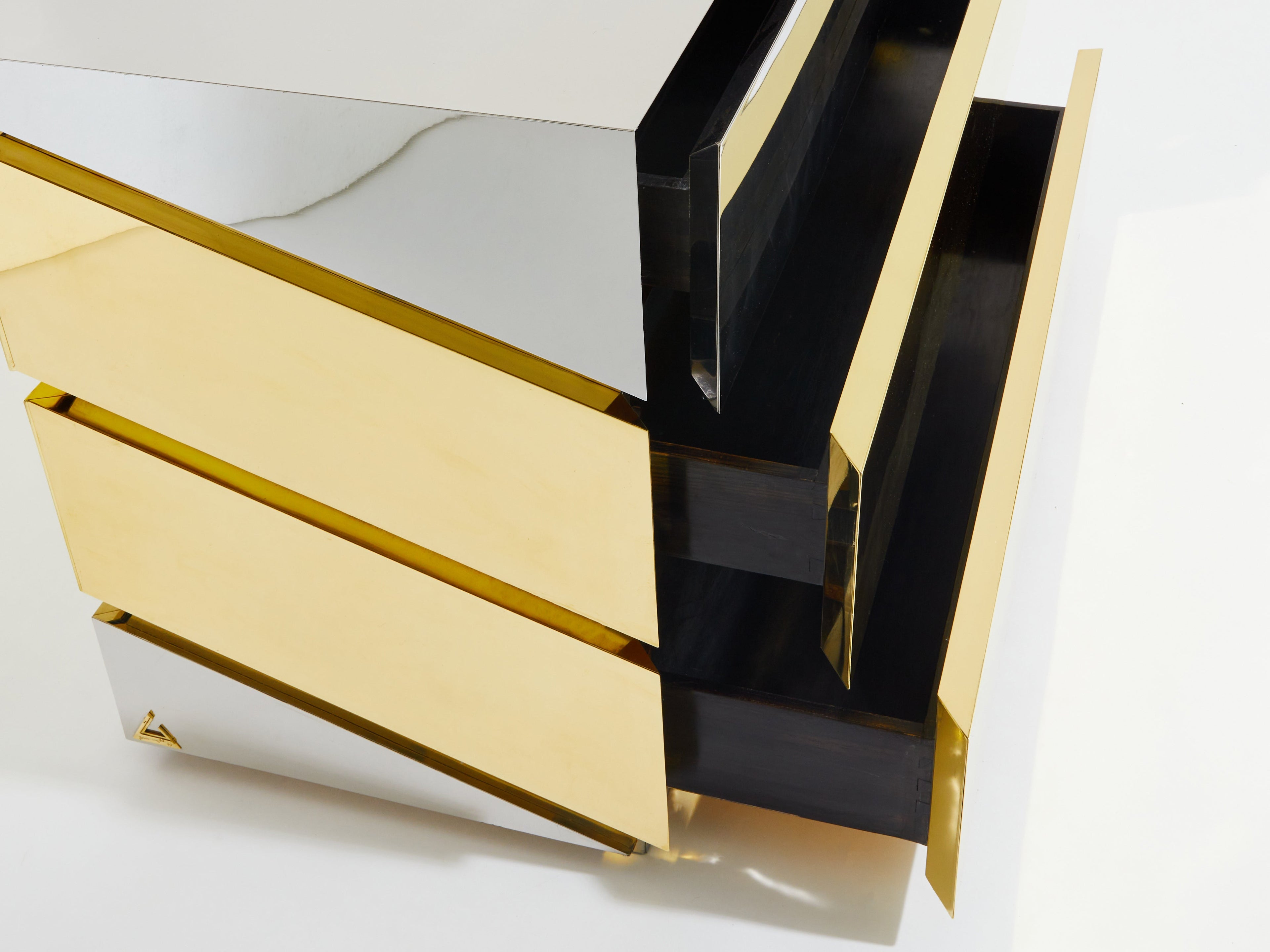 Gabriella Crespi Mr Mme chrome brass chest of drawers 1972