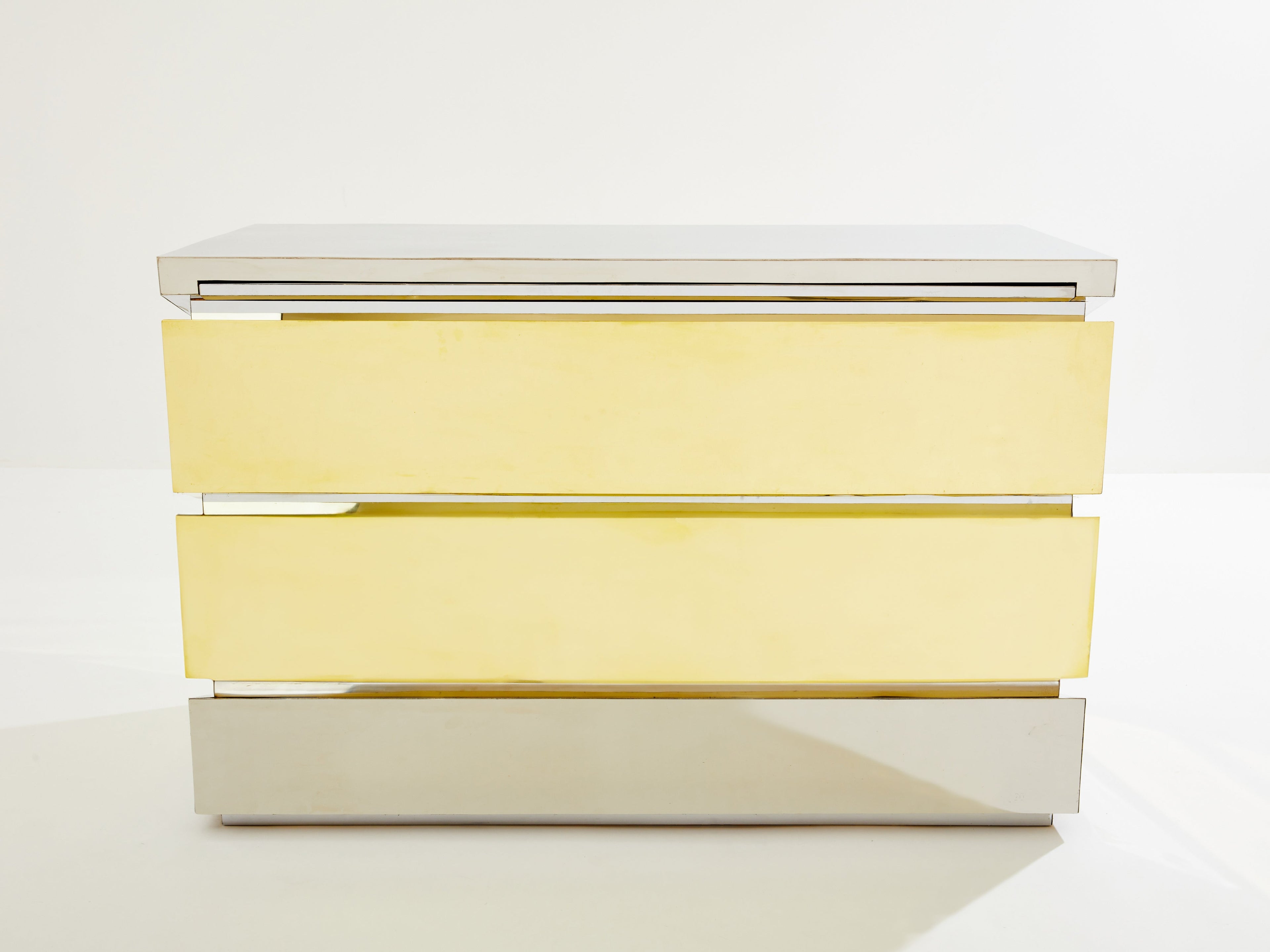 Gabriella Crespi Mr Mme chrome brass chest of drawers 1972