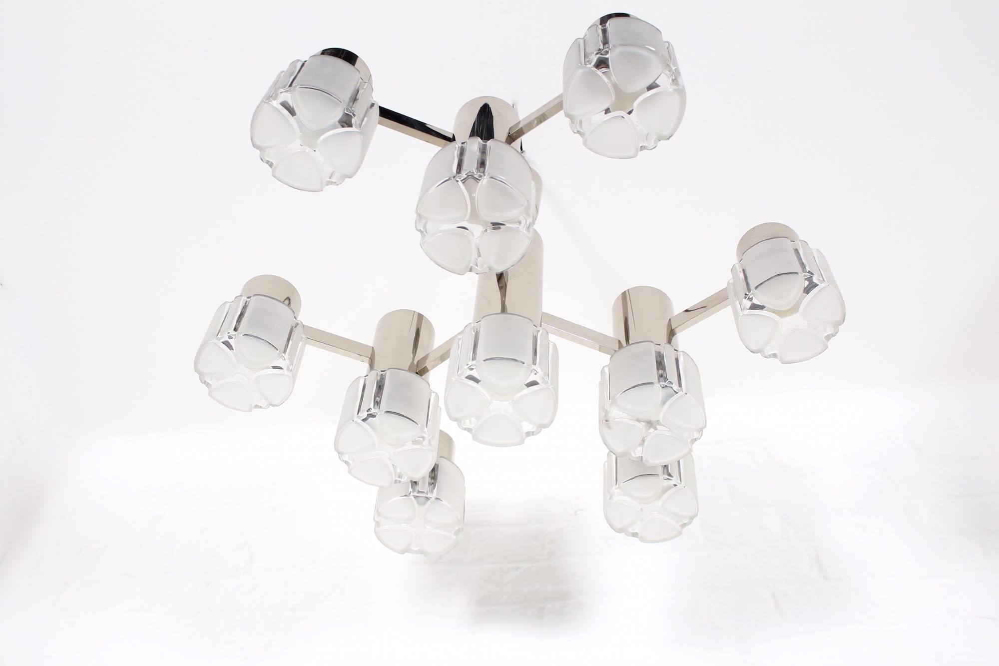 Italian Gaetano Sciolari for Mazzega chandelier chrome glass 1970s
