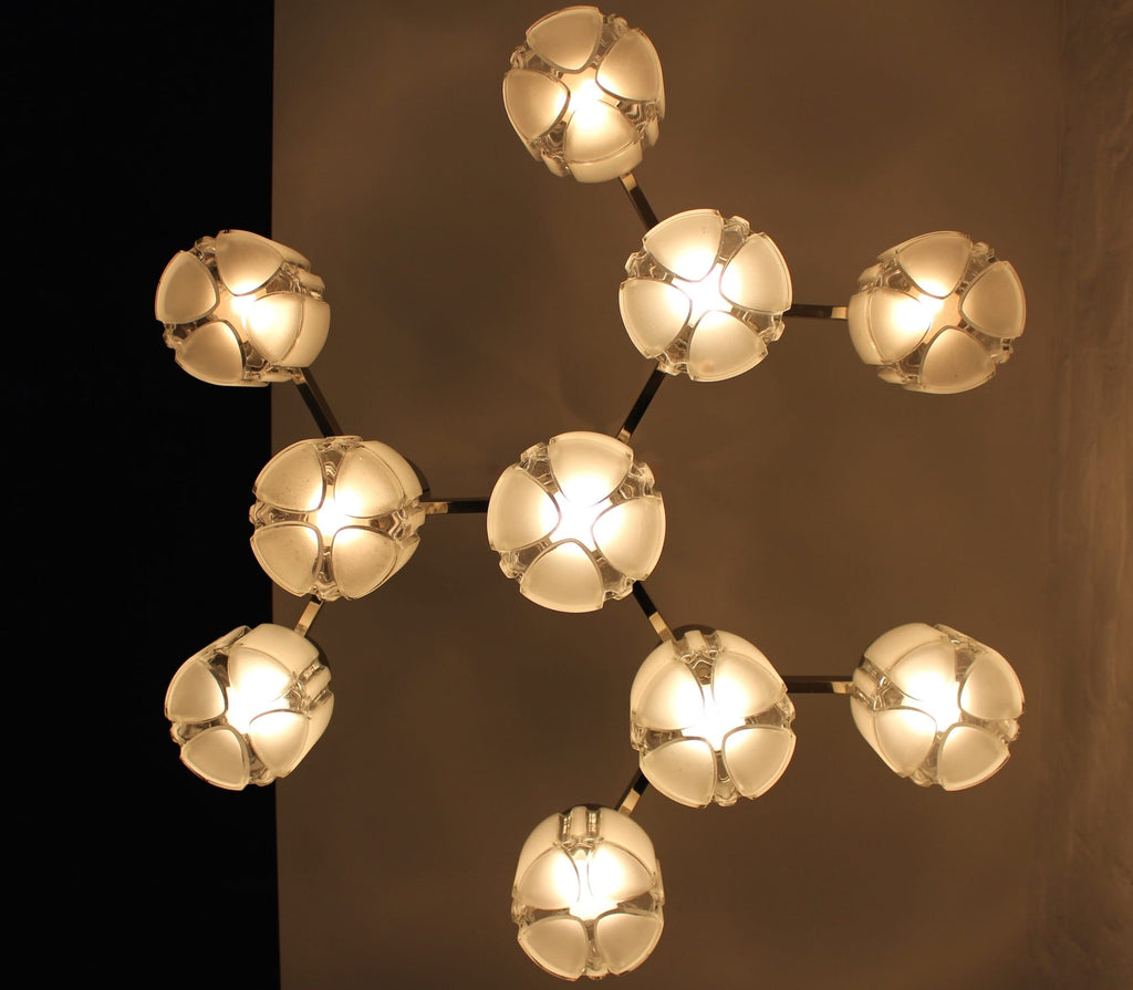 Italian Gaetano Sciolari for Mazzega chandelier chrome glass 1970s