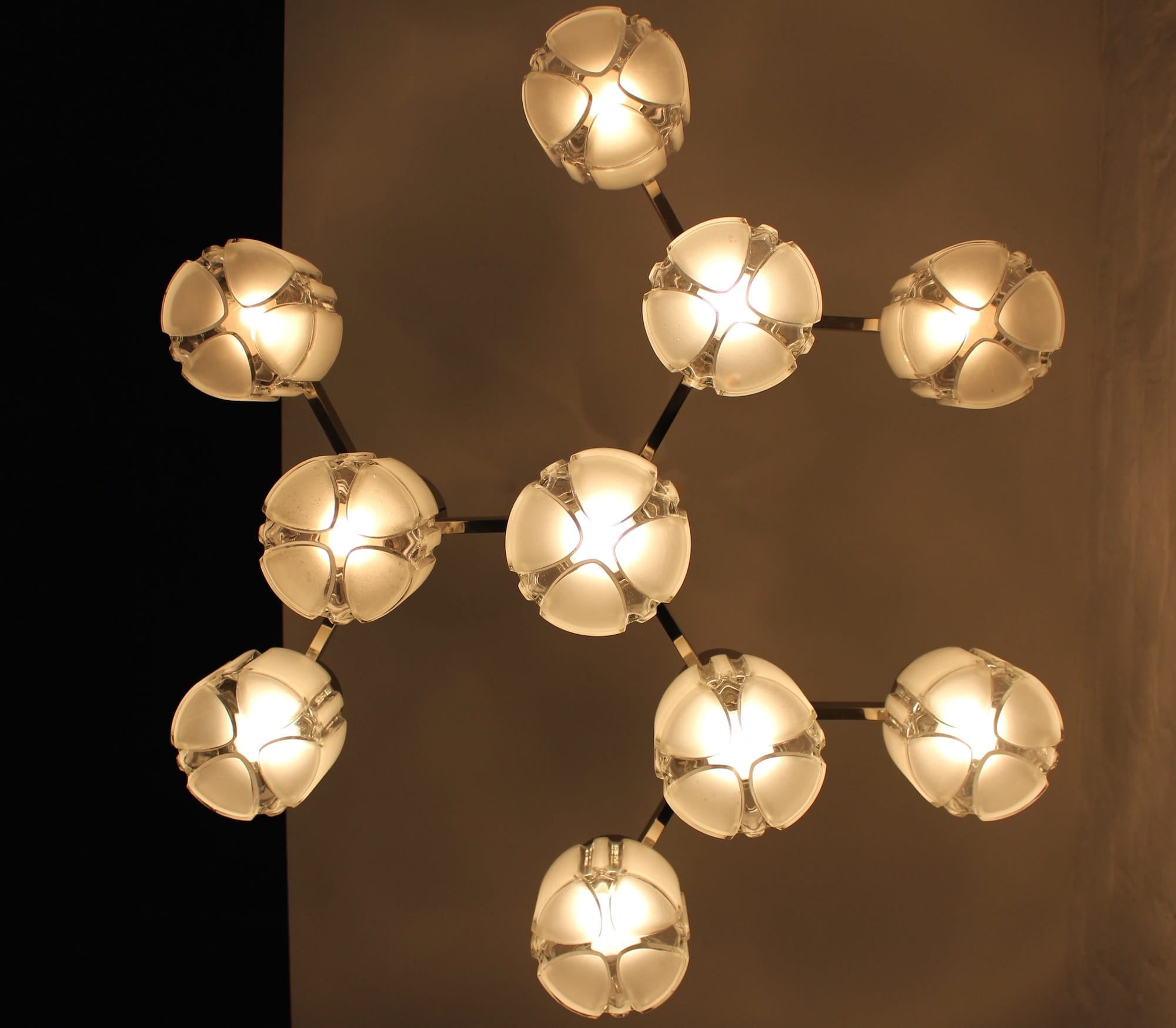 Italian Gaetano Sciolari for Mazzega chandelier chrome glass 1970s