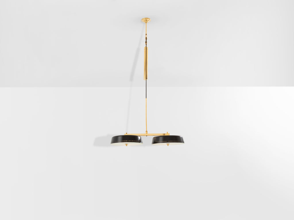Gaetano Sciolari for Stilnovo painted metal brass pulley chandelier 1950