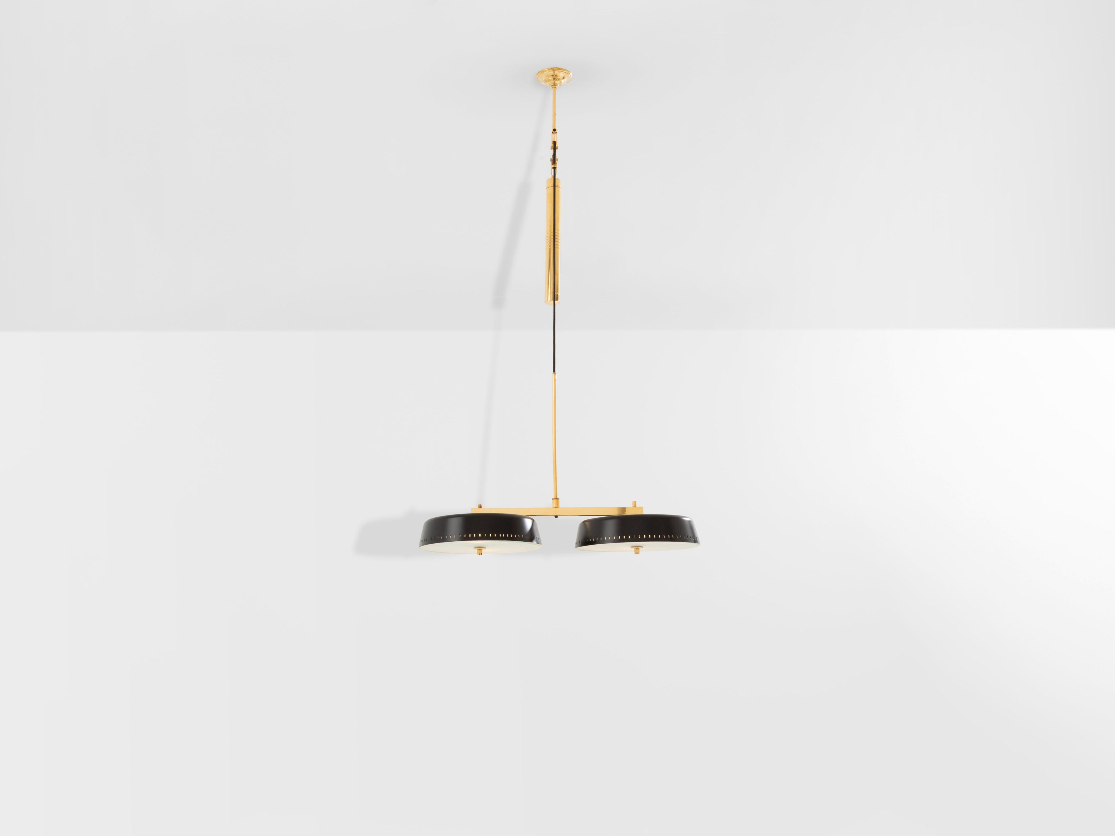 Gaetano Sciolari for Stilnovo painted metal brass pulley chandelier 1950