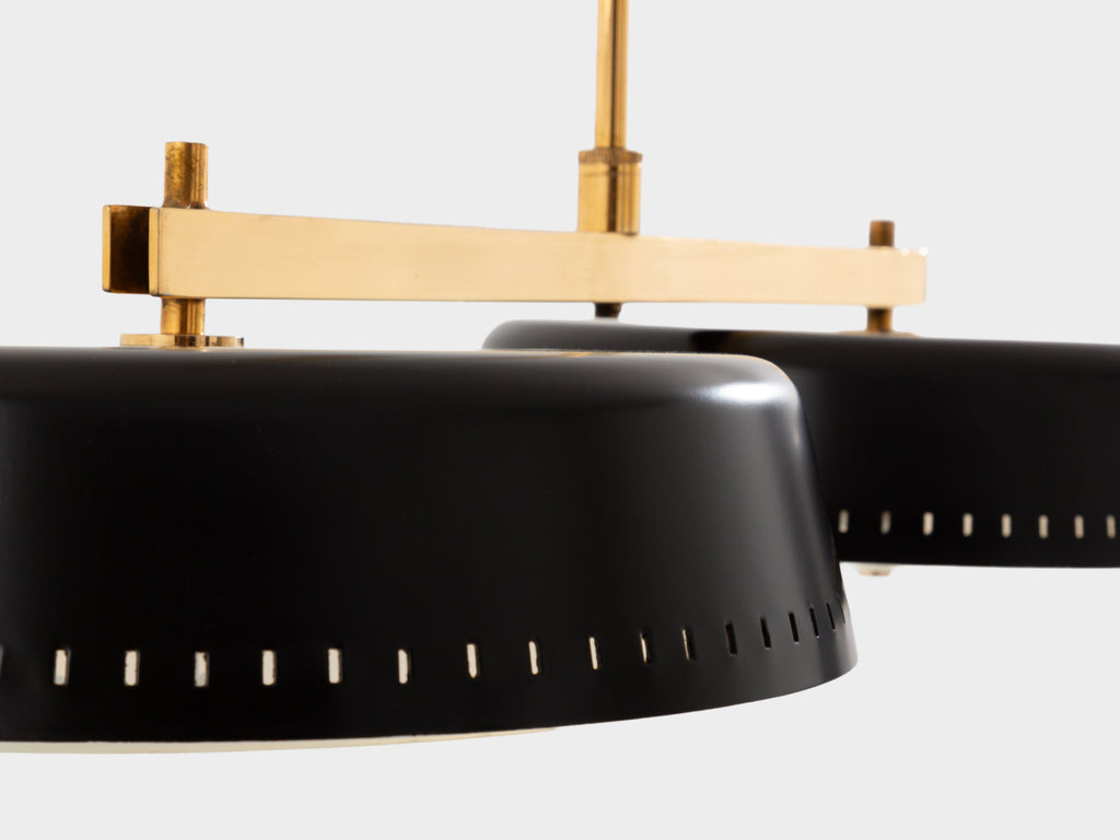 Gaetano Sciolari for Stilnovo painted metal brass pulley chandelier 1950