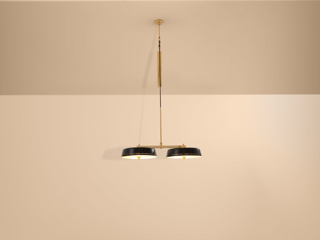 Gaetano Sciolari for Stilnovo painted metal brass pulley chandelier 1950