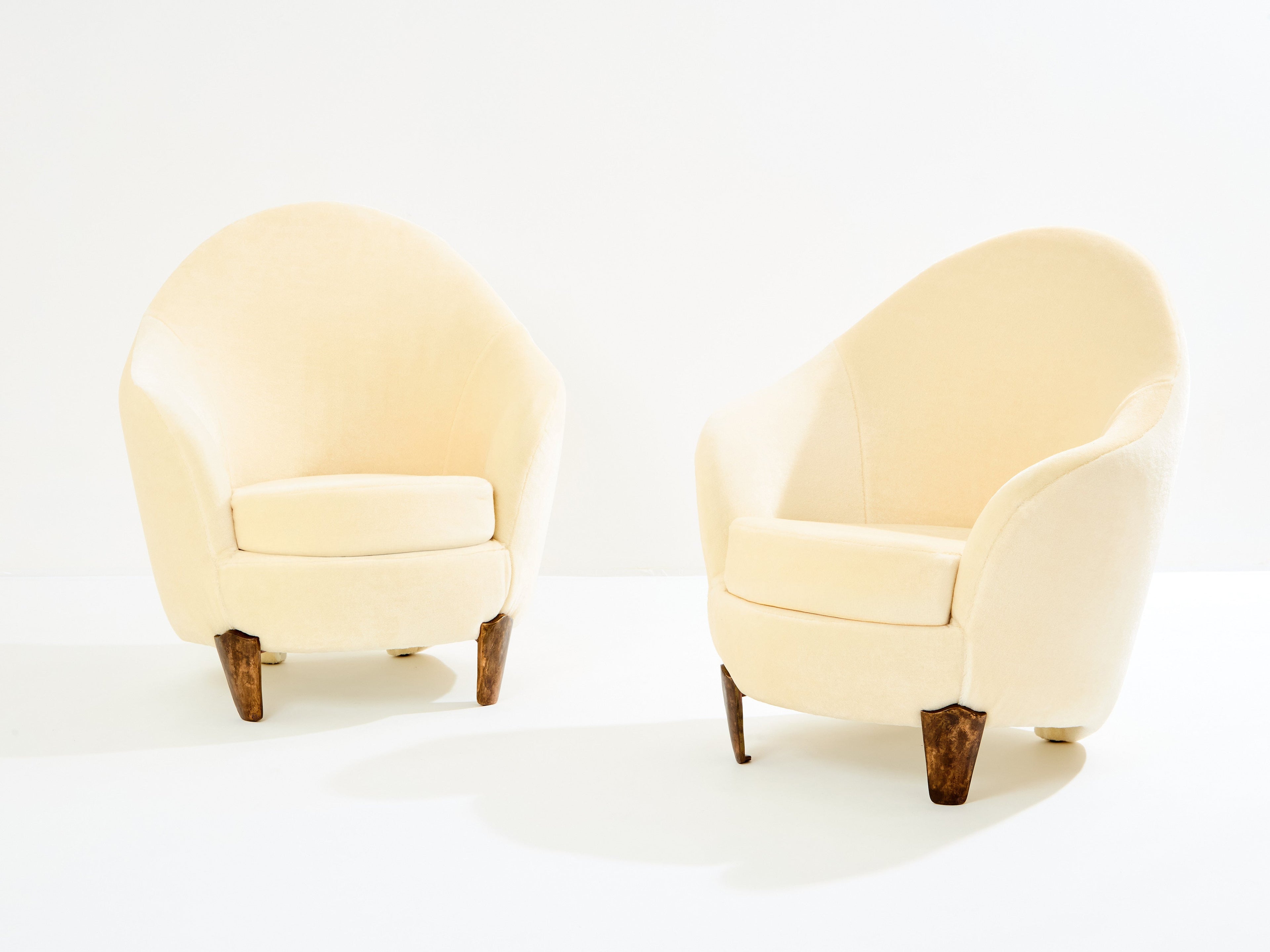 Garouste & Bonetti Koala armchairs and stools bronze mohair velvet 1995