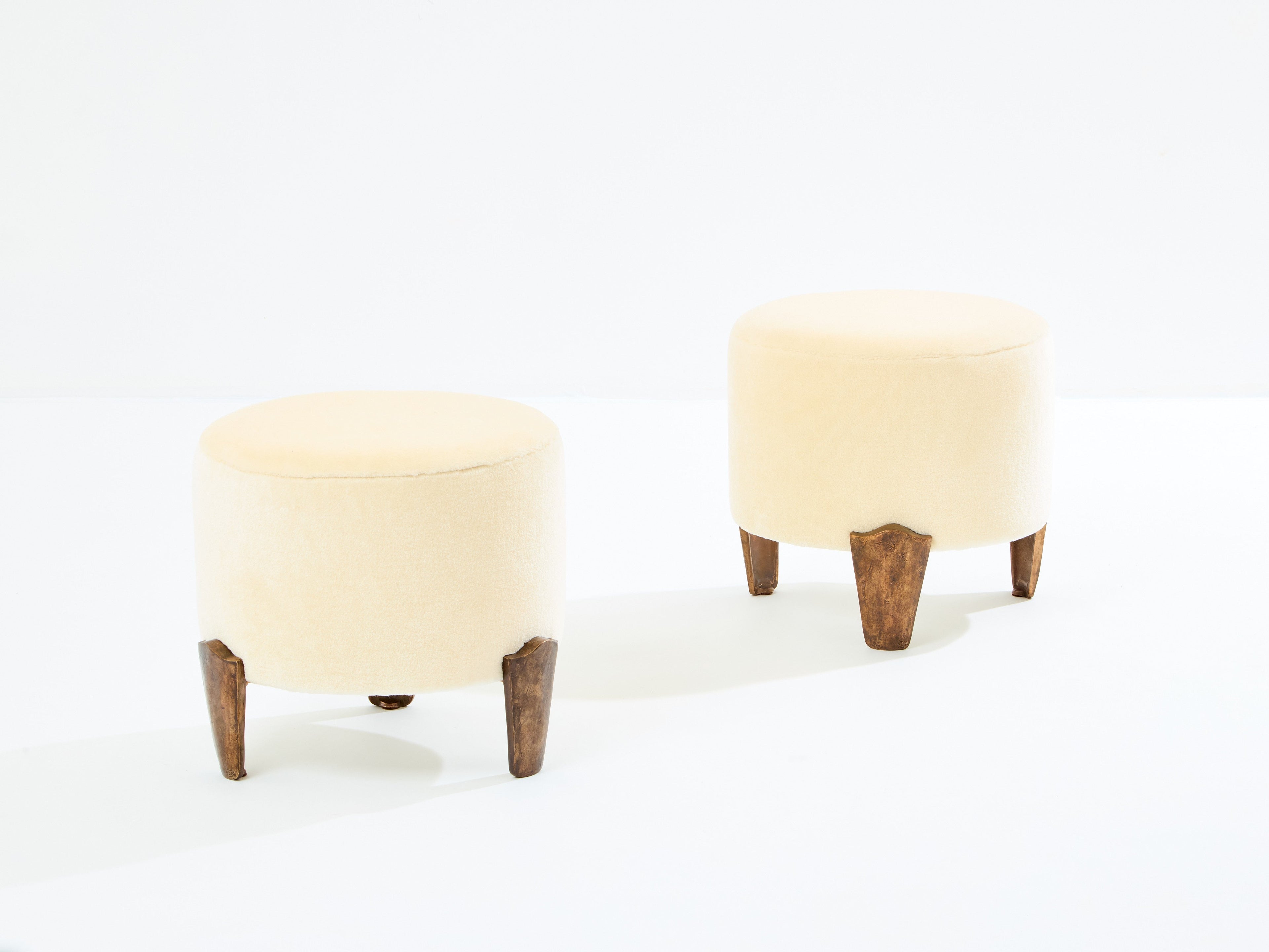 Garouste & Bonetti Koala armchairs and stools bronze mohair velvet 1995