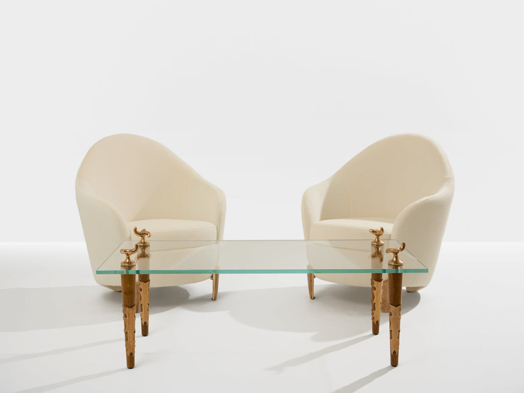 Garouste & Bonetti Koala armchairs bronze alpaca velvet 1995