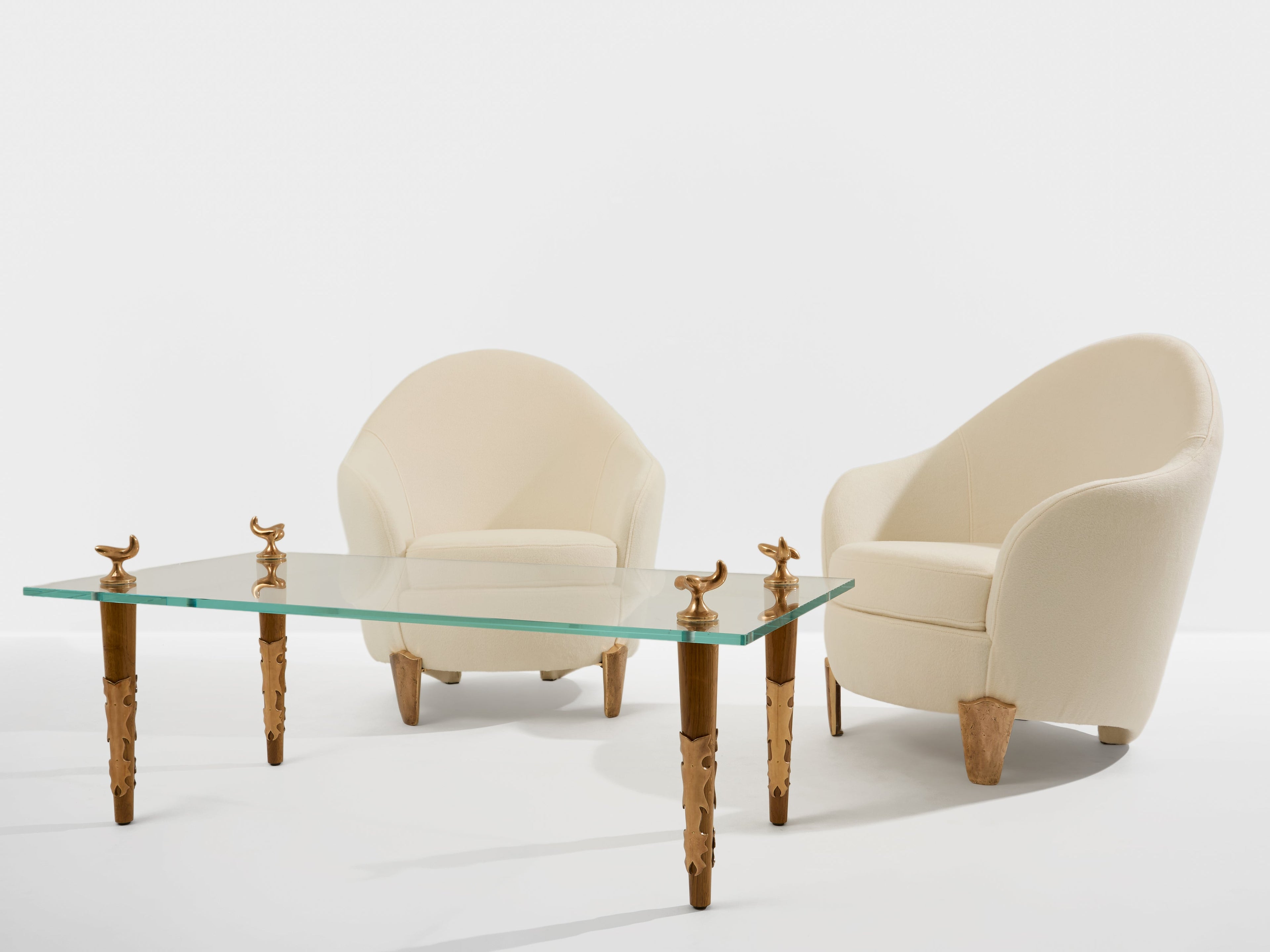 Garouste & Bonetti Koala armchairs bronze alpaca velvet 1995