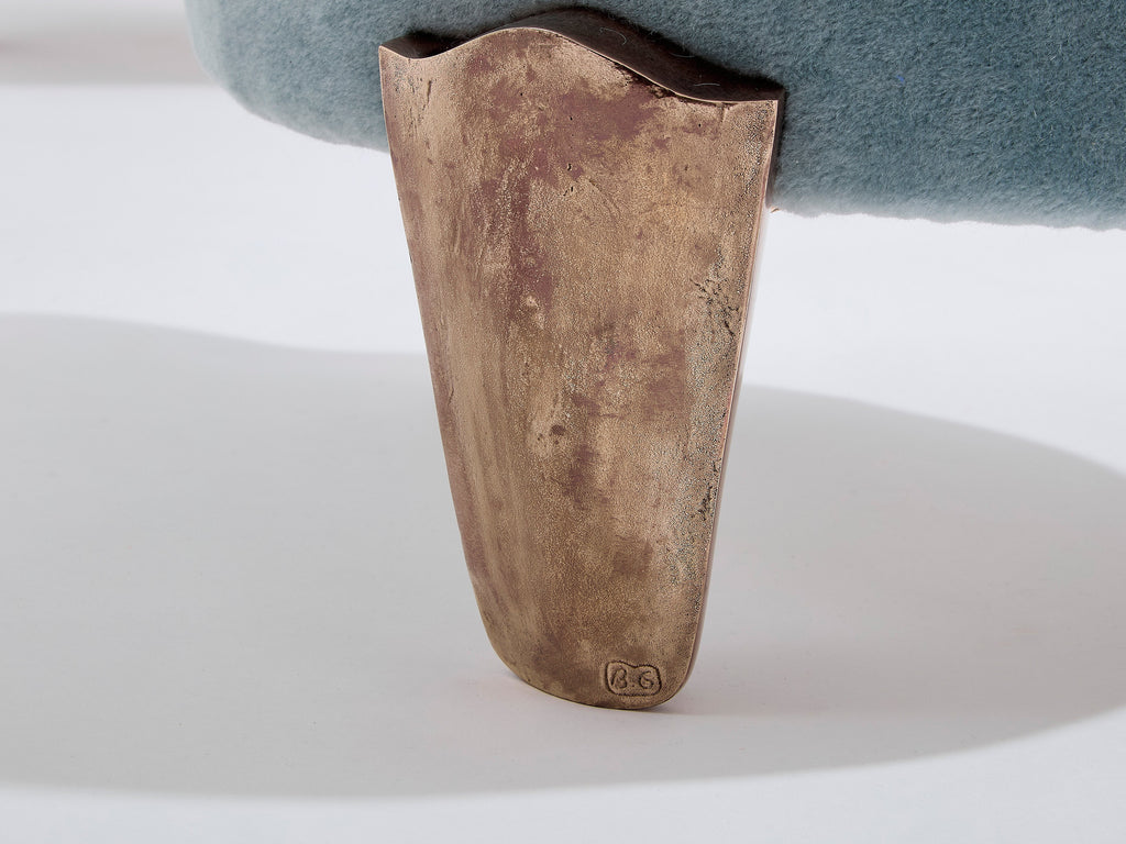Pair of stools Garouste & Bonetti Koala bronze mohair velvet 1995
