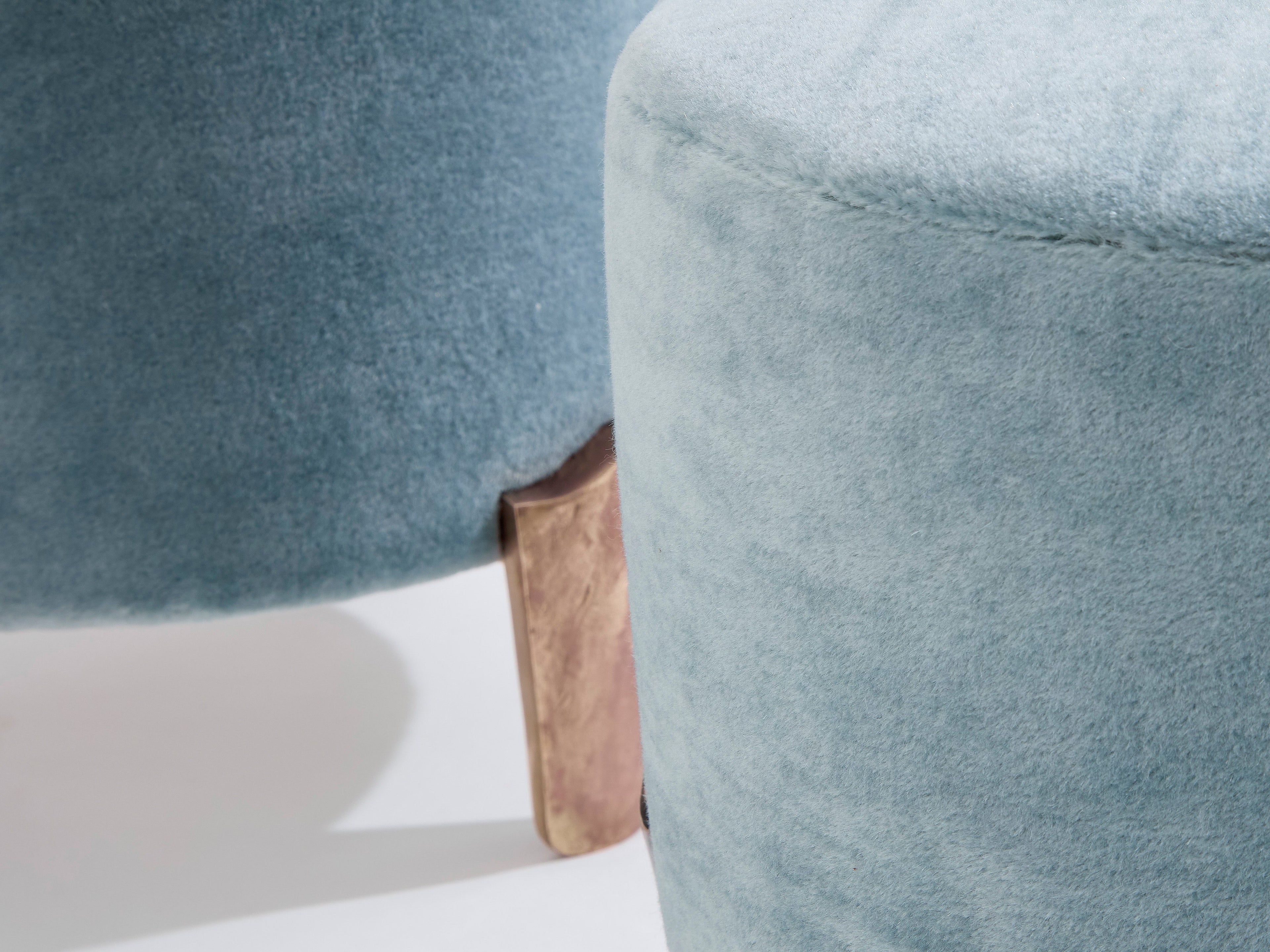 Pair of stools Garouste & Bonetti Koala bronze mohair velvet 1995