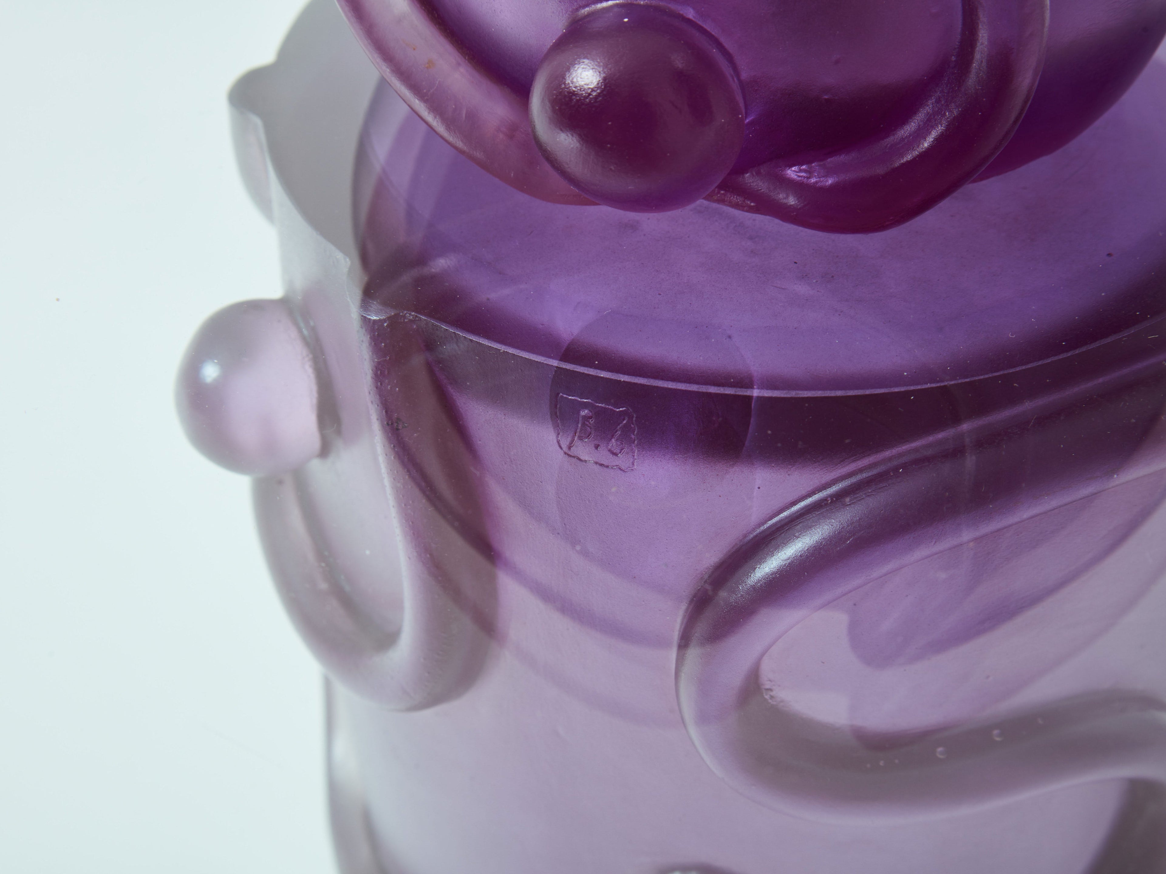 Large signed purple resin glass coffee table Garouste & Bonetti 1990s