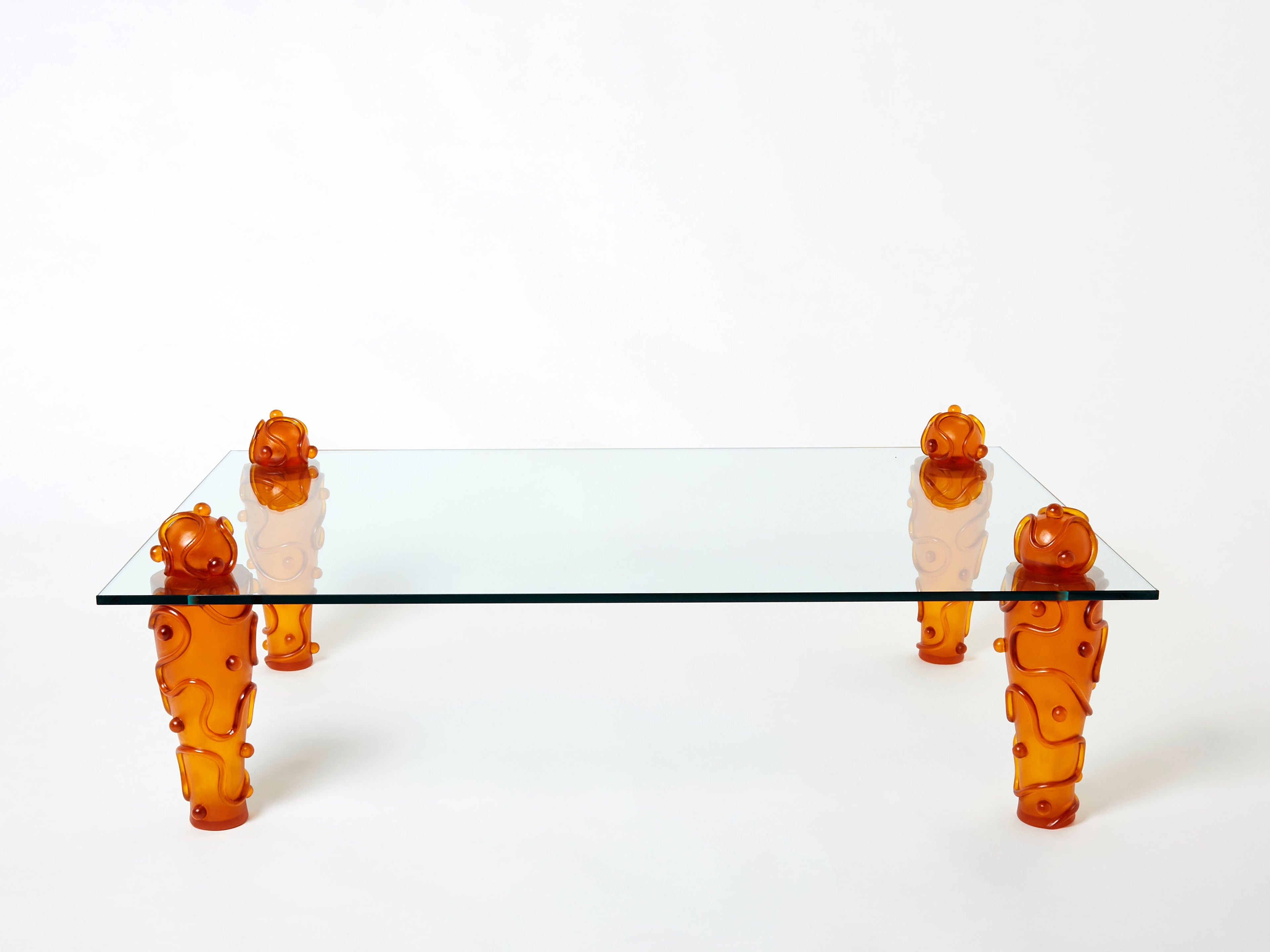 Large signed resin glass coffee table by Garouste & Bonetti 1990s