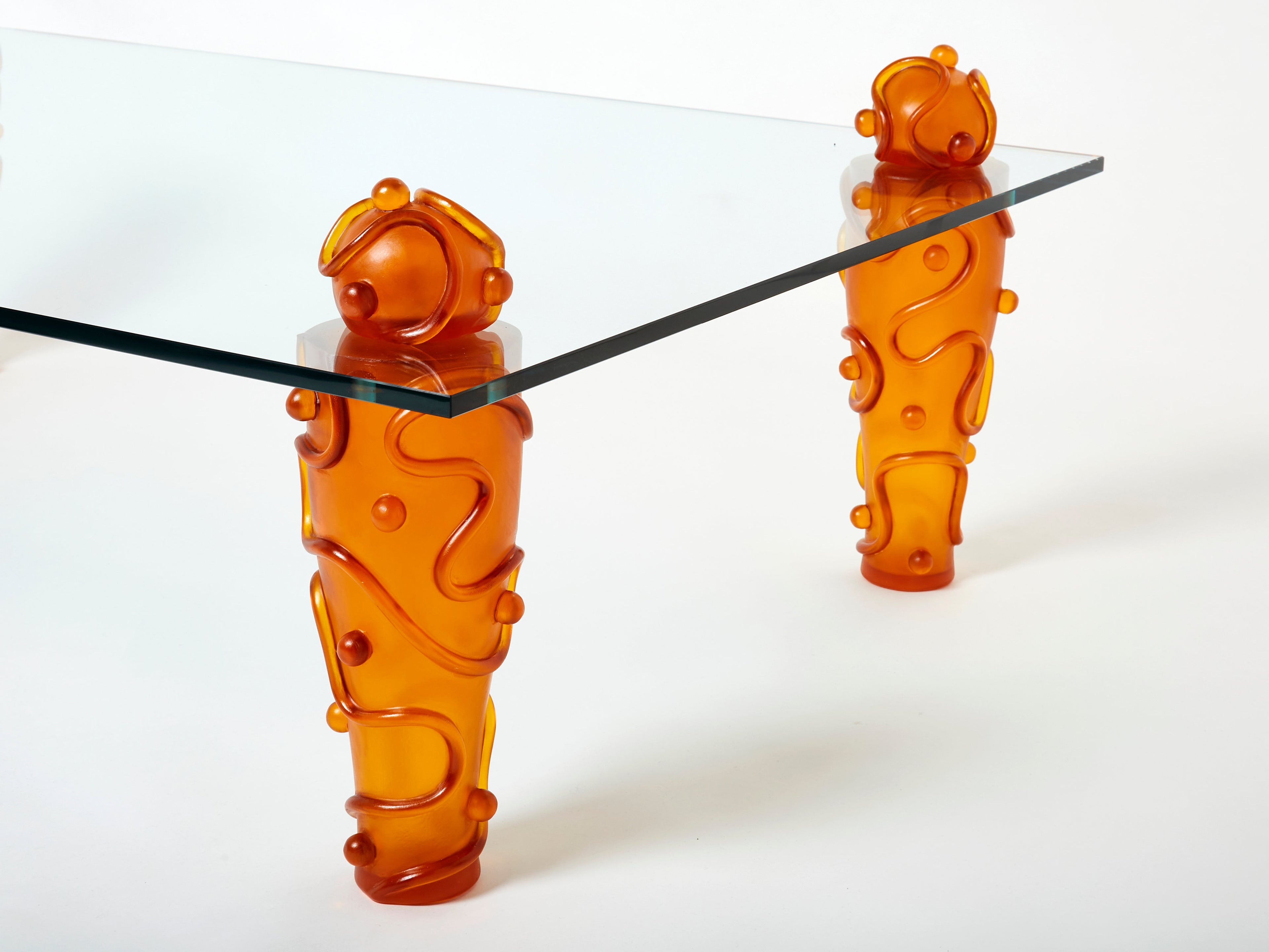 Large signed resin glass coffee table by Garouste & Bonetti 1990s