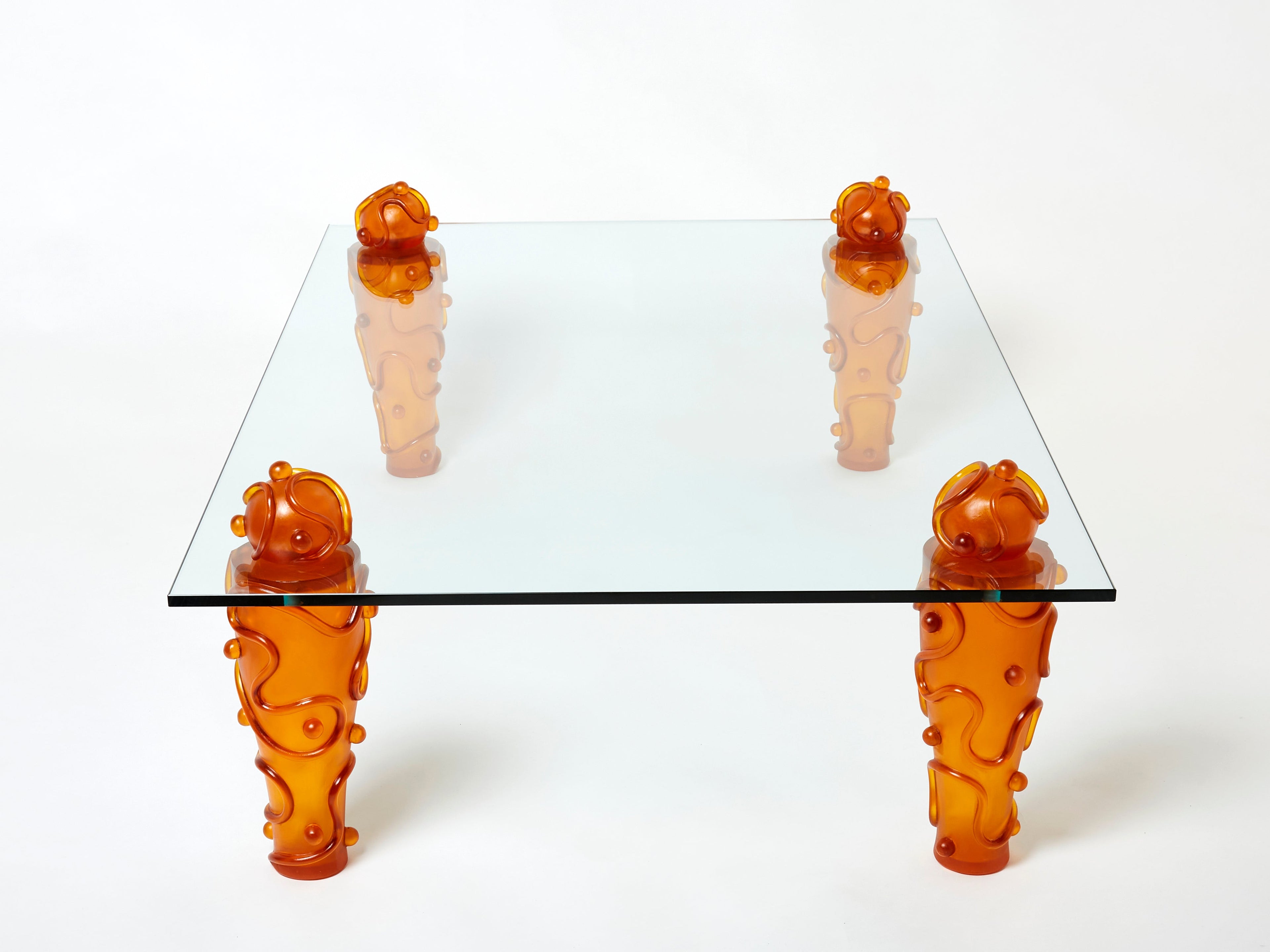 Large signed resin glass coffee table by Garouste & Bonetti 1990s