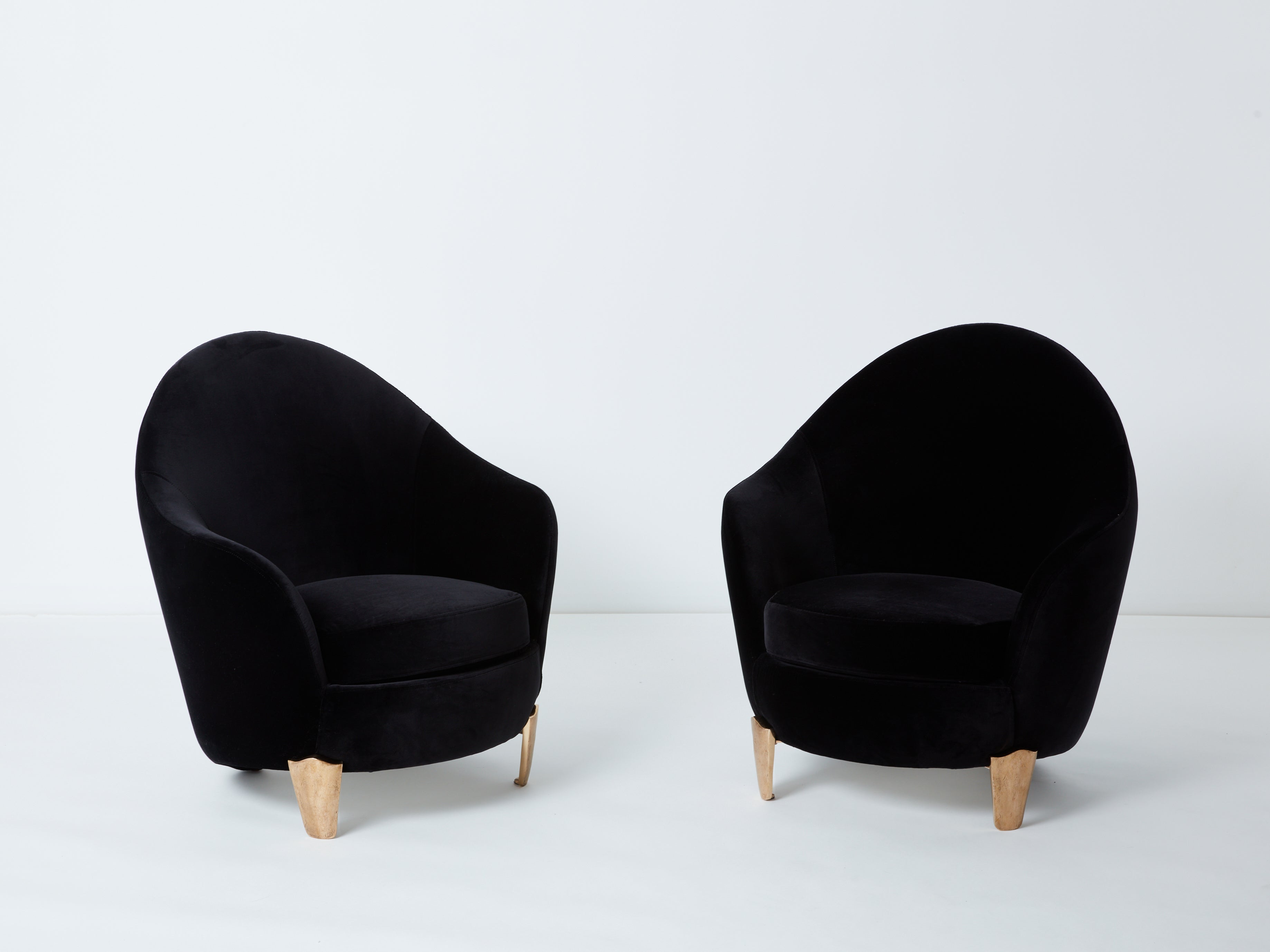 Pair of armchairs Garouste & Bonetti ‘Koala’ bronze black velvet 1995