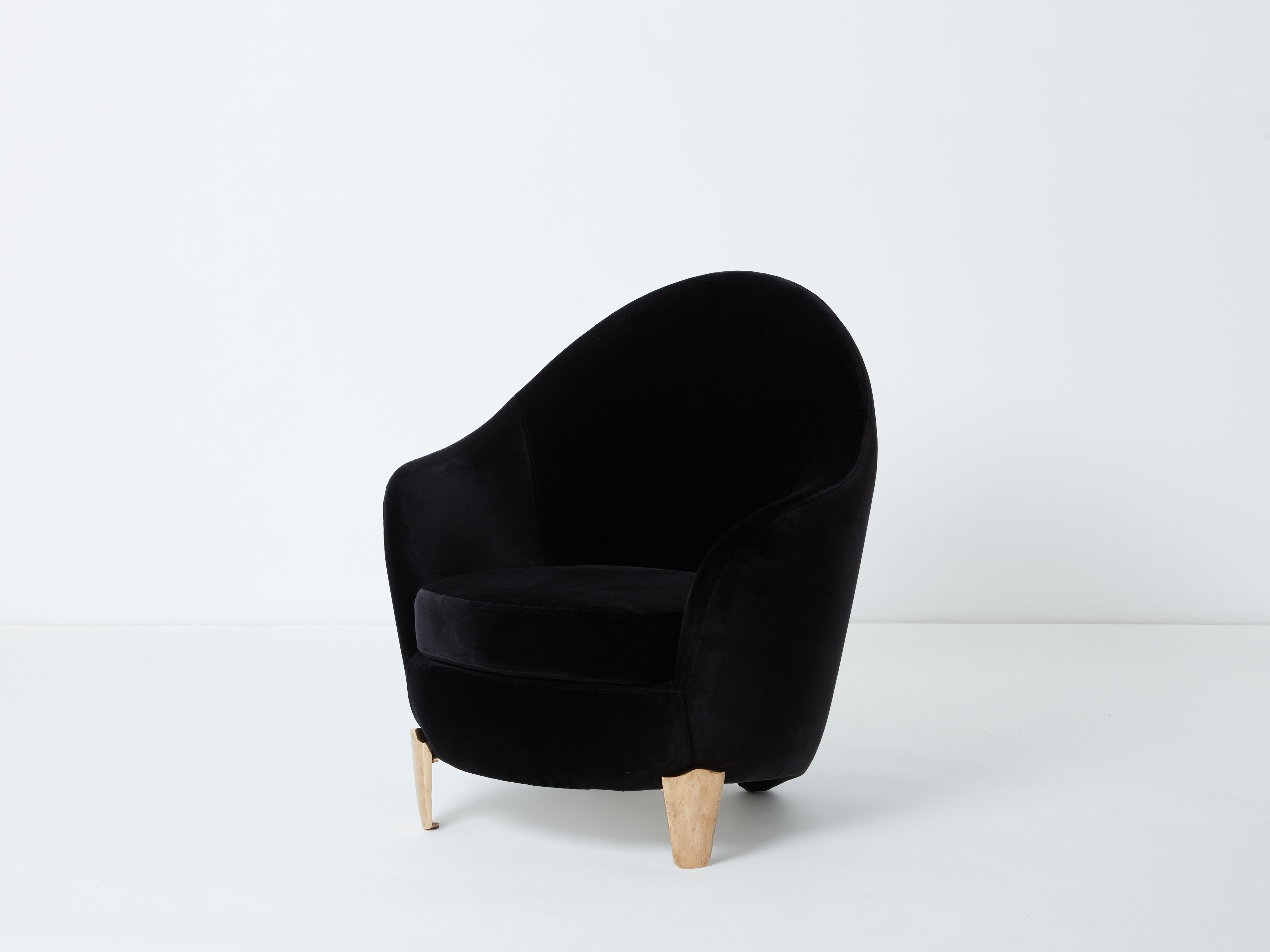 Pair of armchairs Garouste & Bonetti ‘Koala’ bronze black velvet 1995
