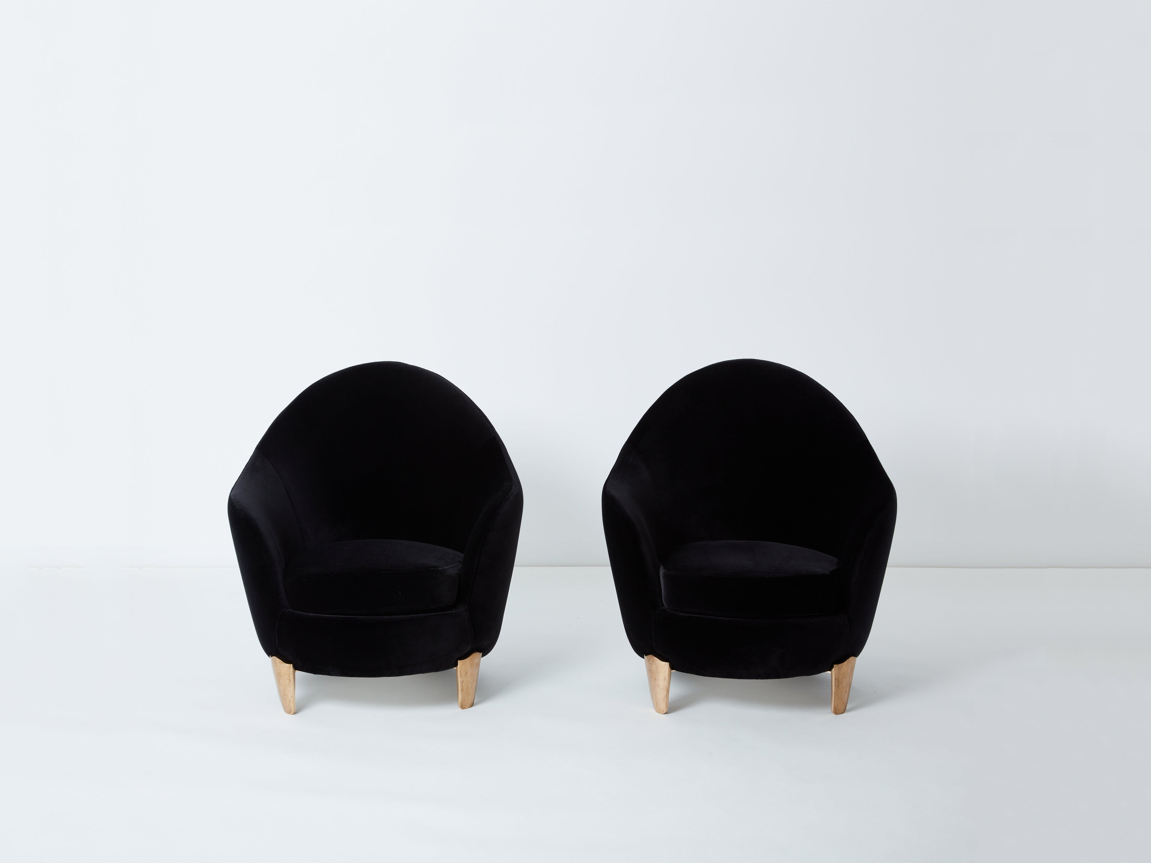 Pair of armchairs Garouste & Bonetti ‘Koala’ bronze black velvet 1995