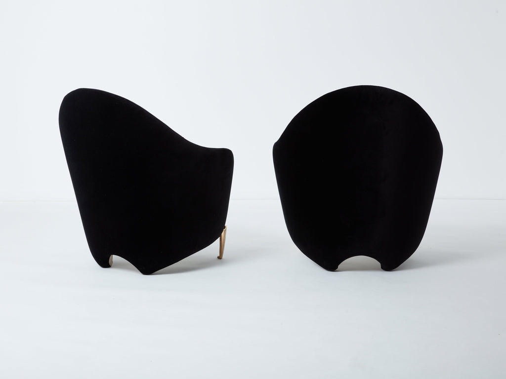 Pair of armchairs Garouste & Bonetti ‘Koala’ bronze black velvet 1995