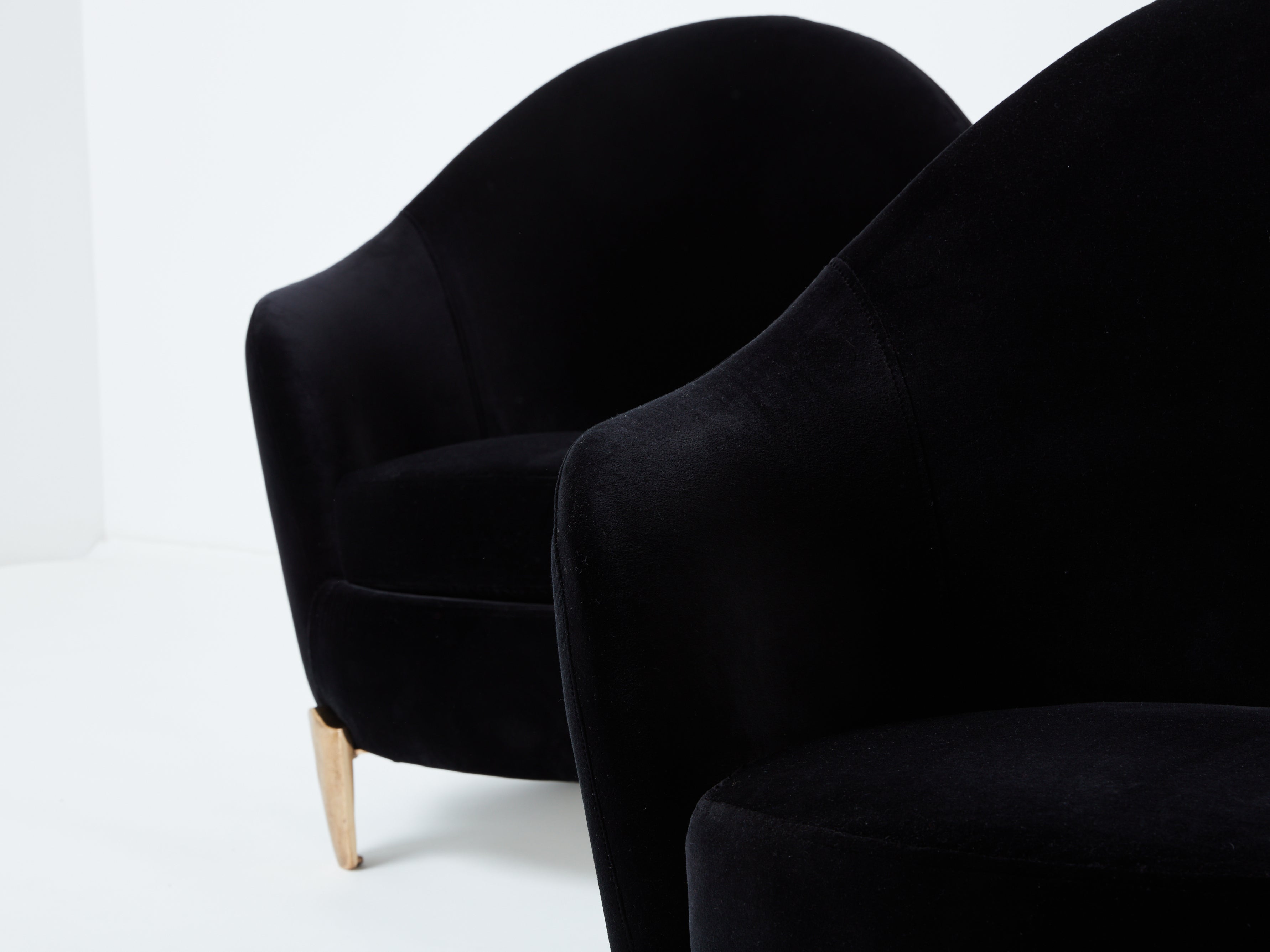 Pair of armchairs Garouste & Bonetti ‘Koala’ bronze black velvet 1995