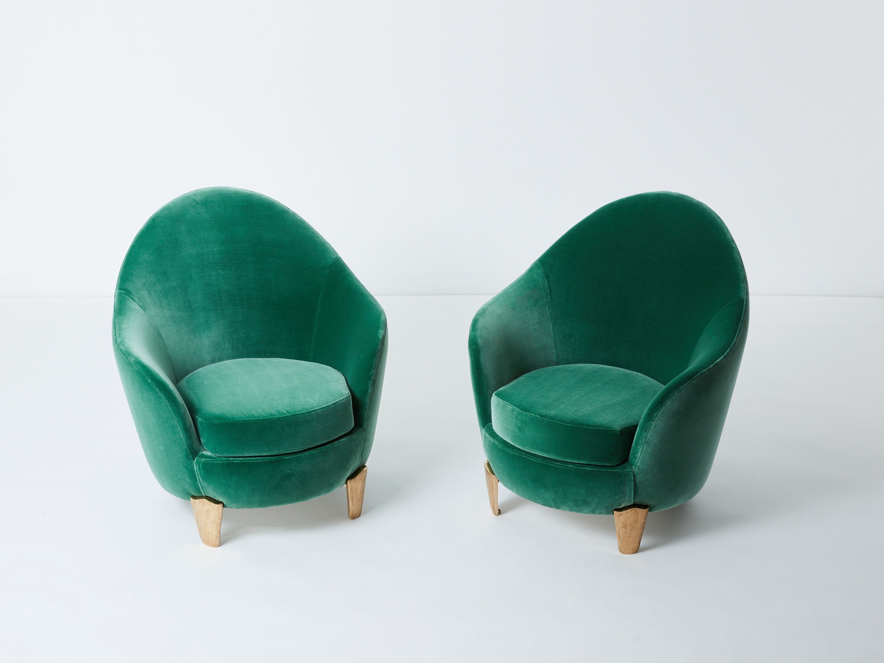 Pair of armchairs Garouste & Bonetti ‘Koala’ bronze green velvet 1995