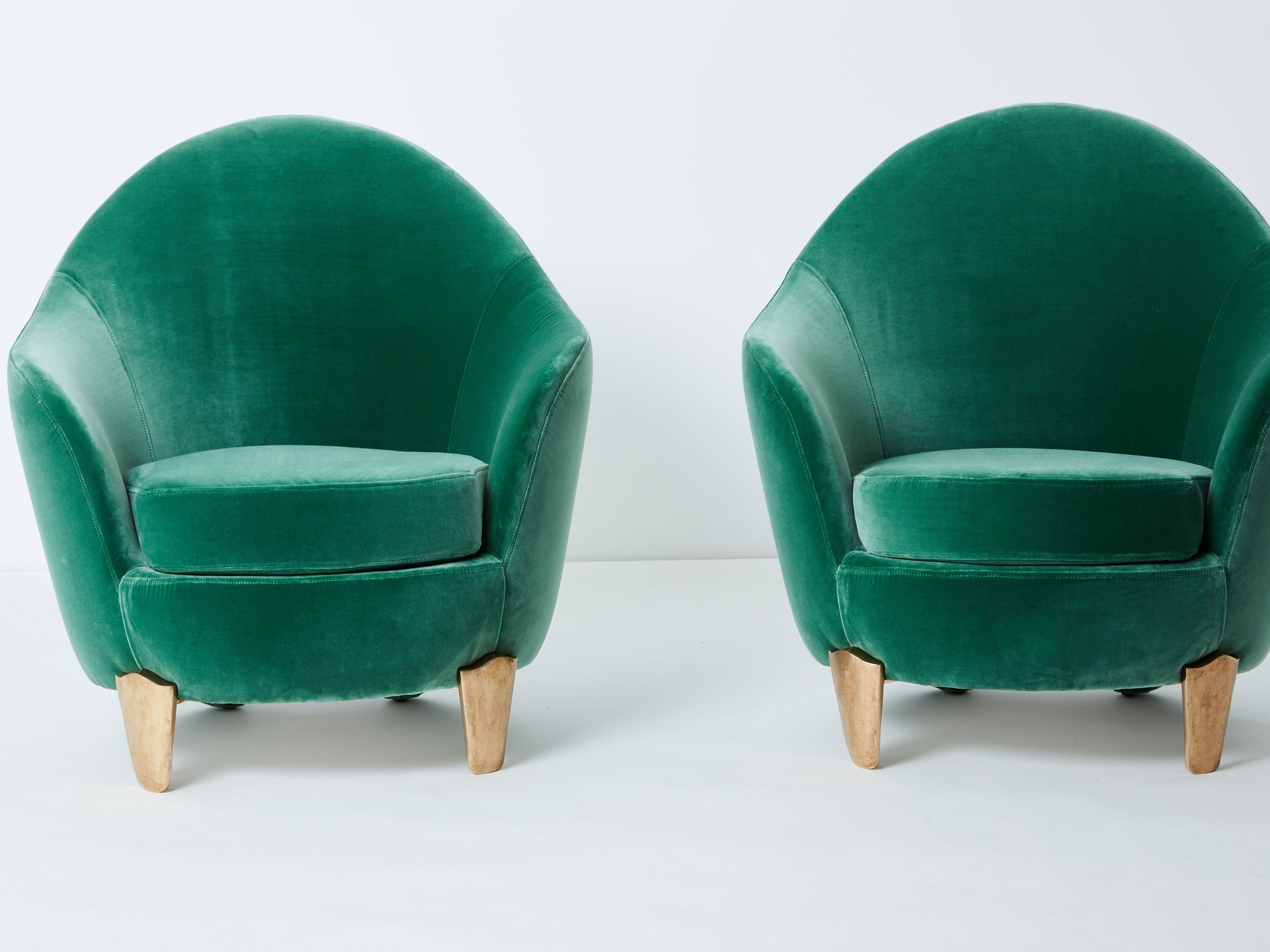 Pair of armchairs Garouste & Bonetti ‘Koala’ bronze green velvet 1995