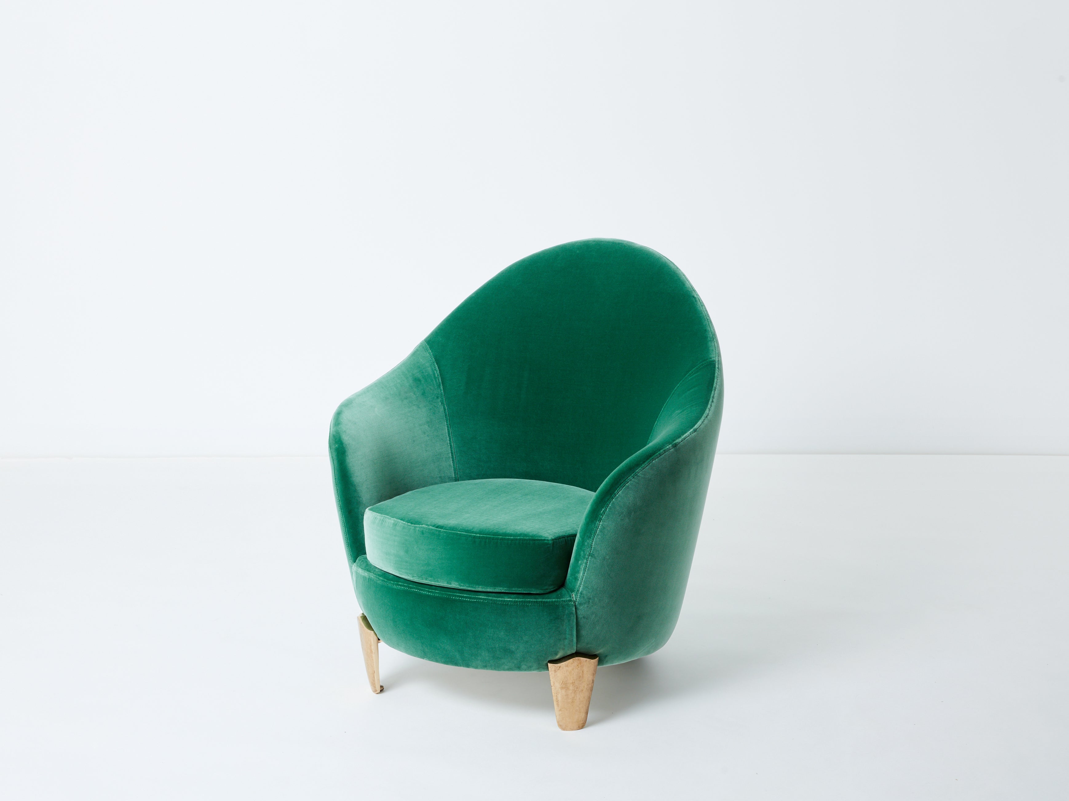Pair of armchairs Garouste & Bonetti ‘Koala’ bronze green velvet 1995