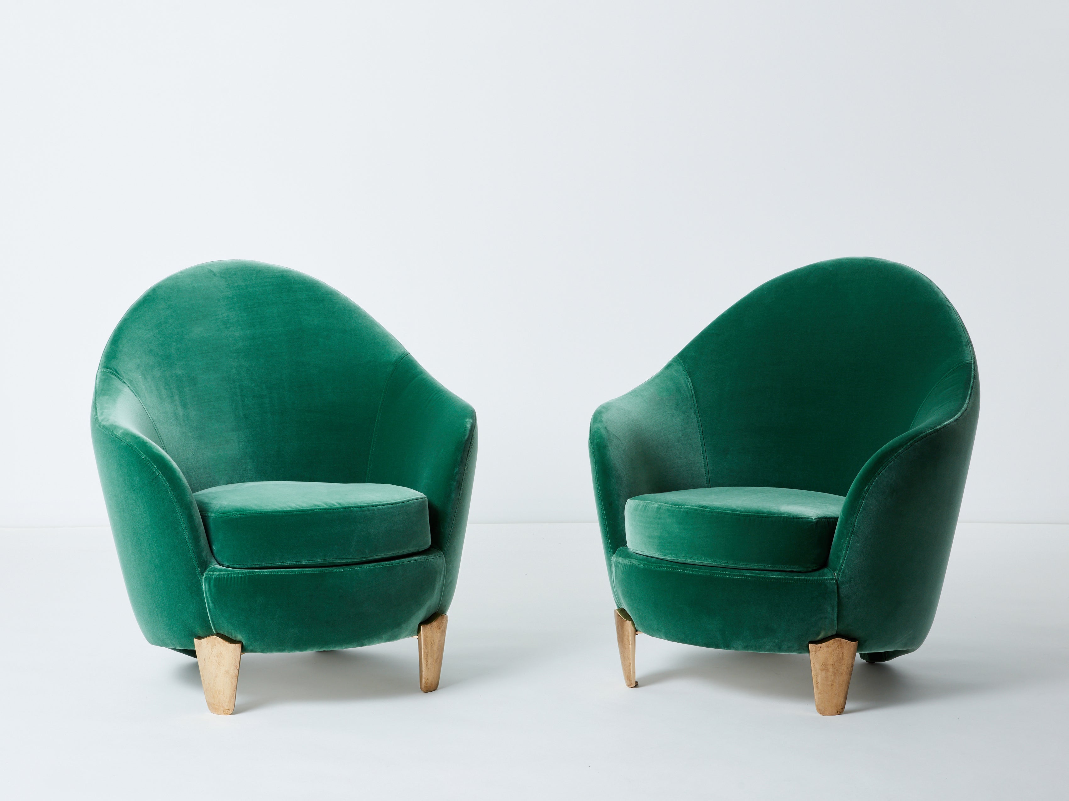 Pair of armchairs Garouste & Bonetti ‘Koala’ bronze green velvet 1995