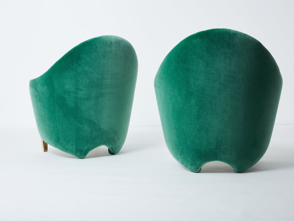 Pair of armchairs Garouste & Bonetti ‘Koala’ bronze green velvet 1995