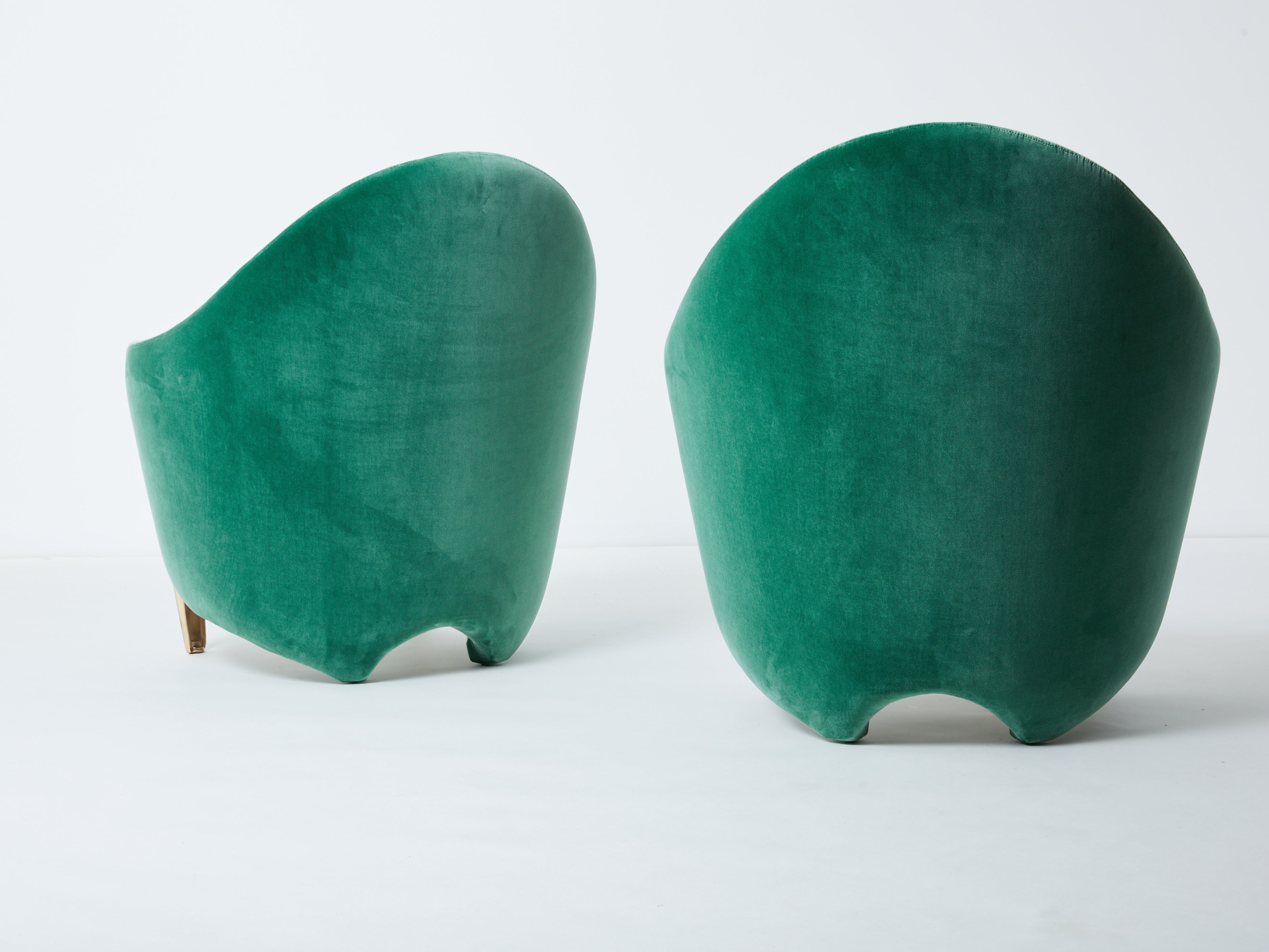Pair of armchairs Garouste & Bonetti ‘Koala’ bronze green velvet 1995
