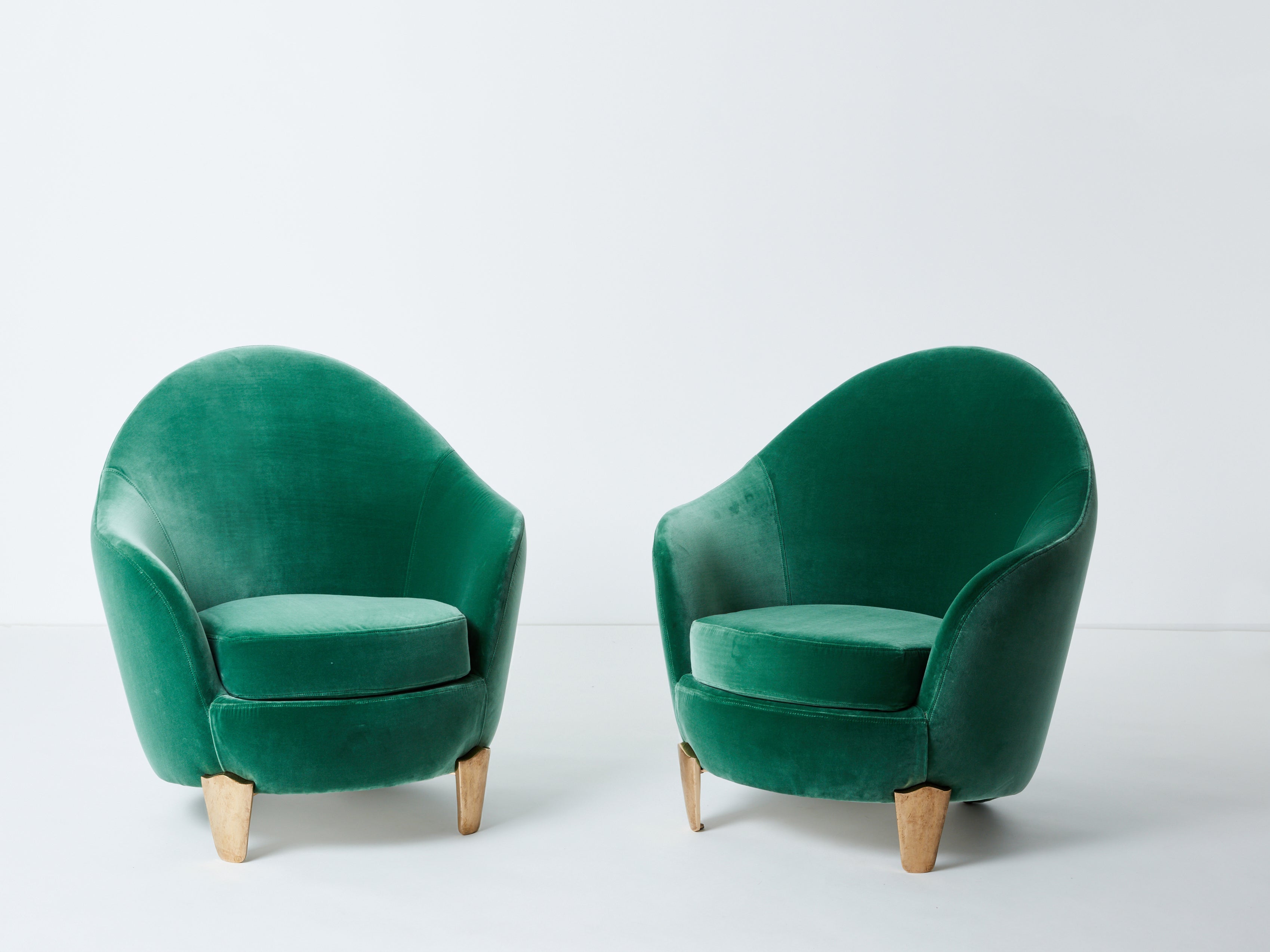Pair of armchairs Garouste & Bonetti ‘Koala’ bronze green velvet 1995