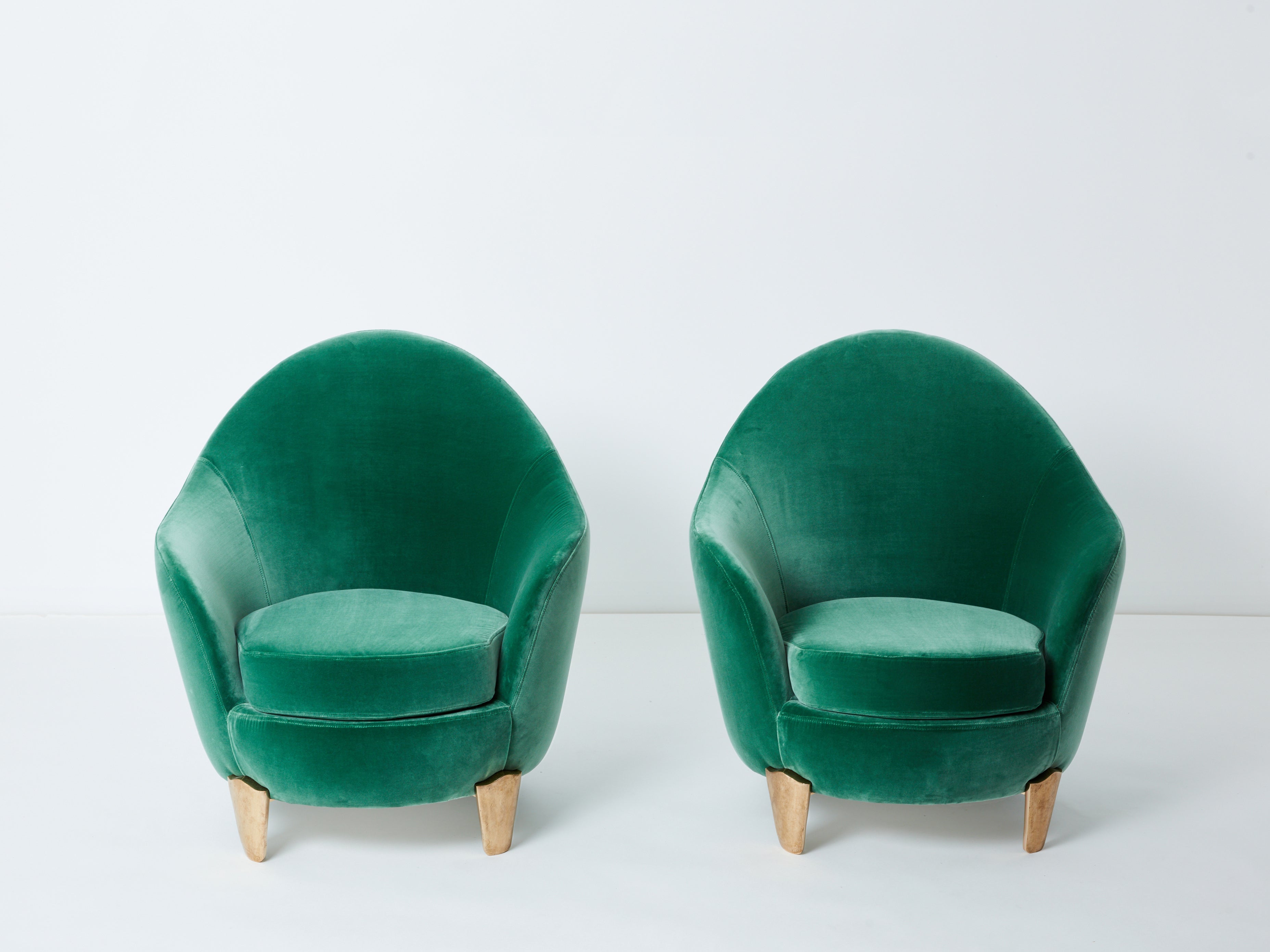 Pair of armchairs Garouste & Bonetti ‘Koala’ bronze green velvet 1995