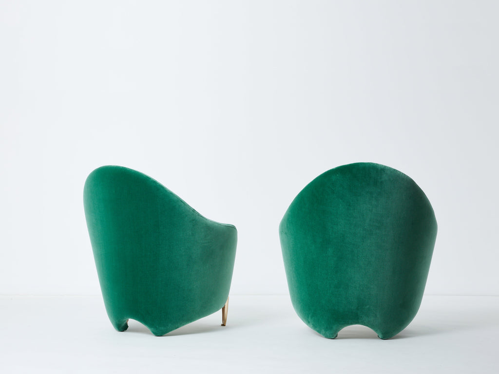 Pair of armchairs Garouste & Bonetti ‘Koala’ bronze green velvet 1995