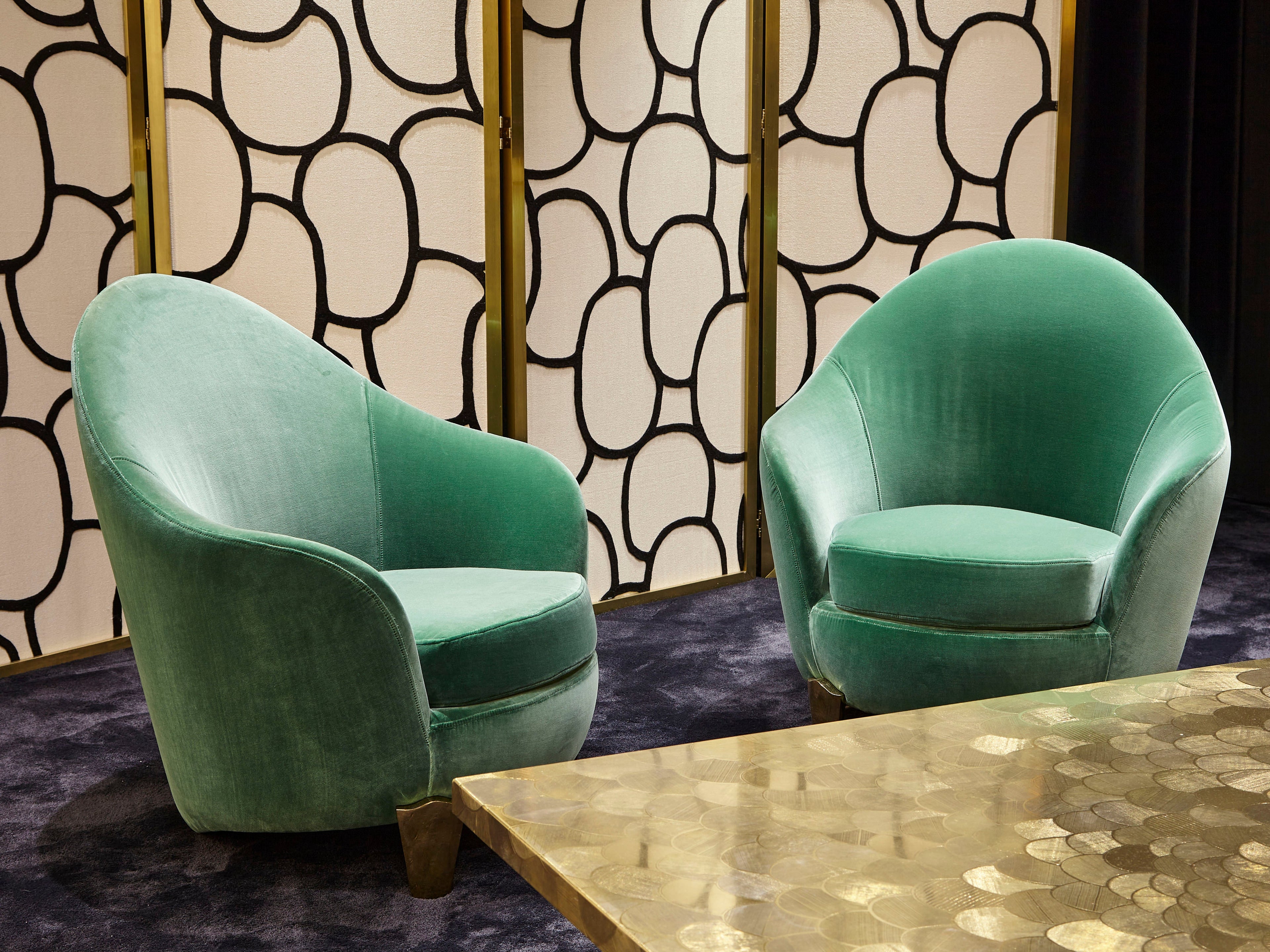 Pair of armchairs Garouste & Bonetti ‘Koala’ bronze green velvet 1995