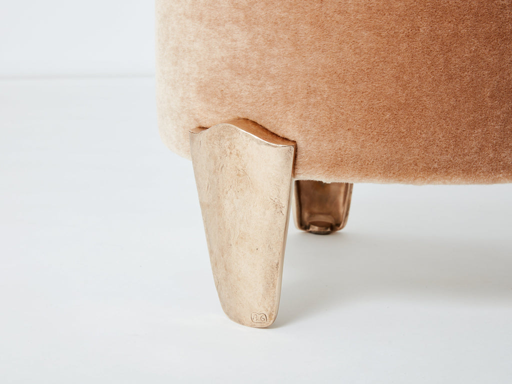 Pair of stools Garouste & Bonetti ‘Koala’ bronze teddy mohair velvet 1995