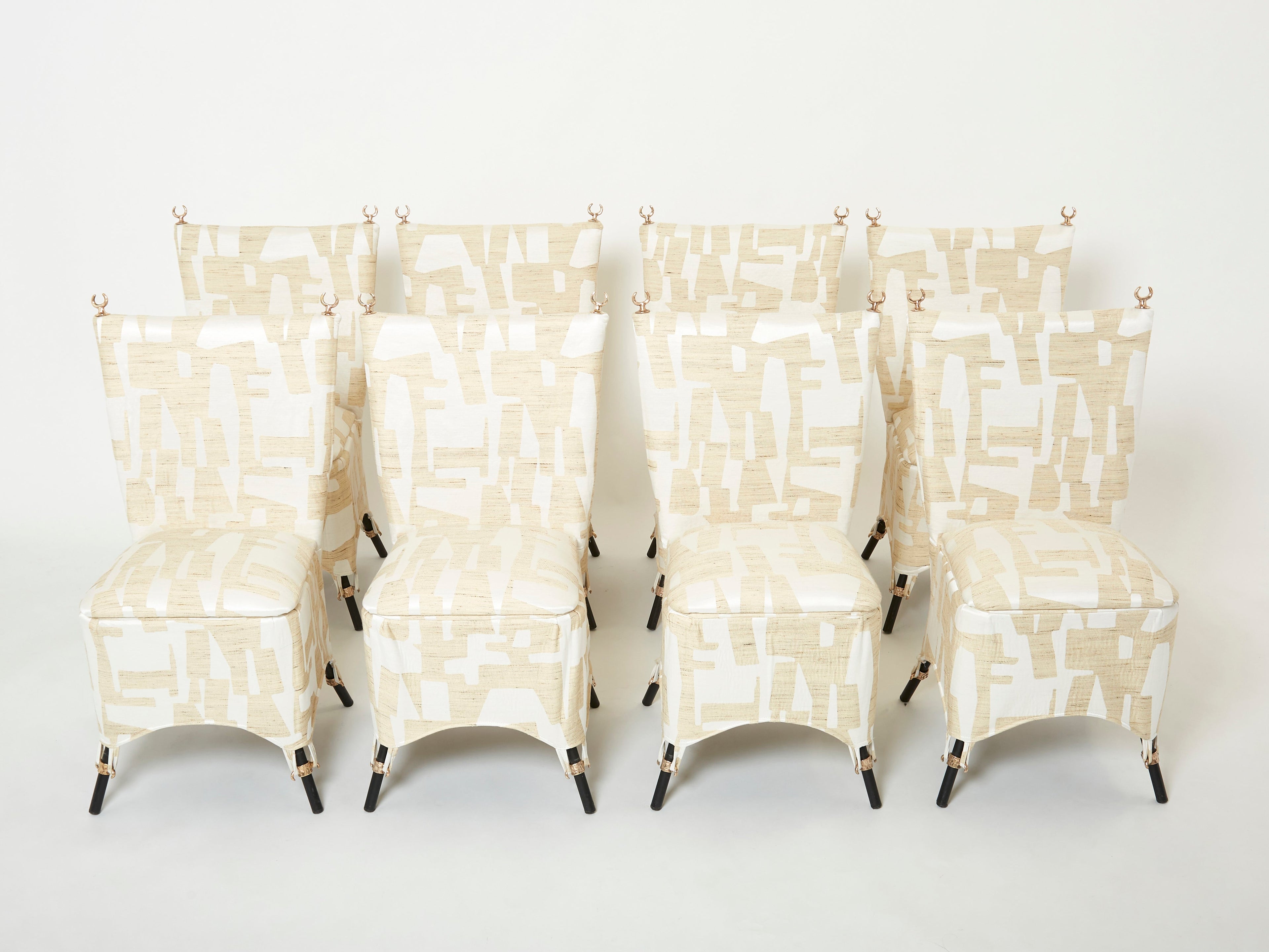 Set of 8 Garouste & Bonetti ‘Jour et Nuit ’ bronze dining chairs 1991