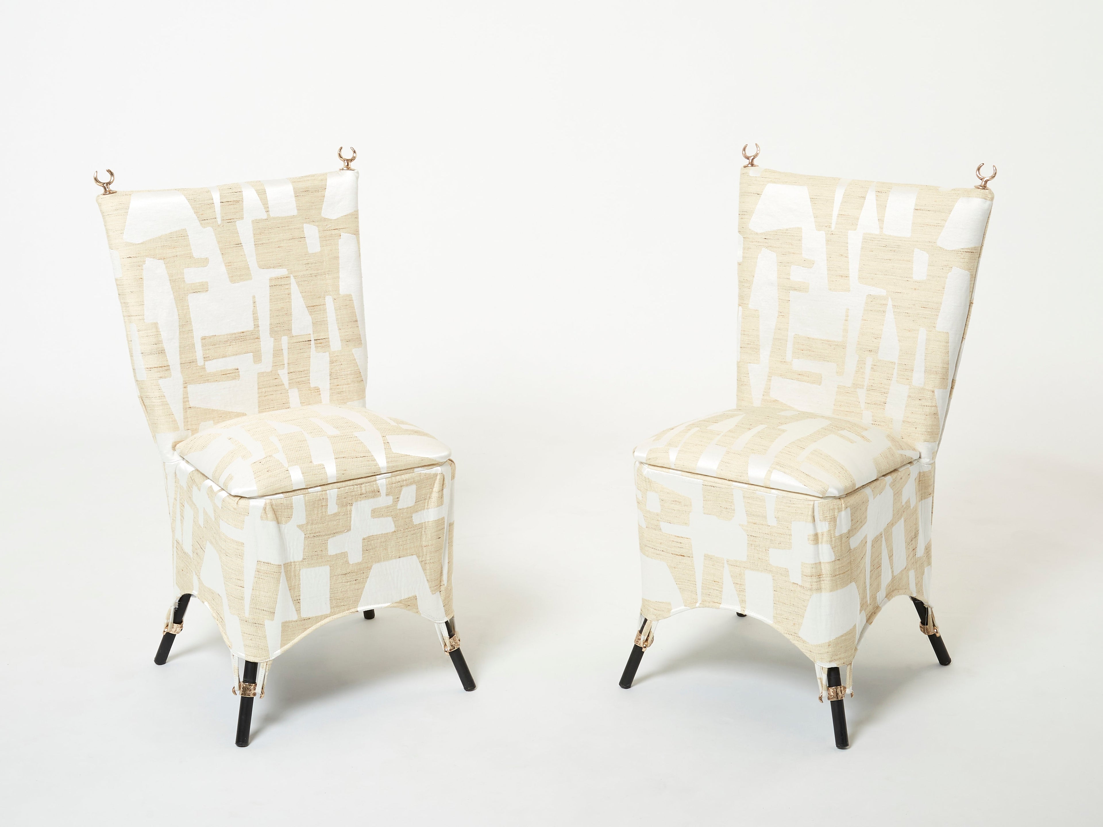Set of 8 Garouste & Bonetti ‘Jour et Nuit ’ bronze dining chairs 1991