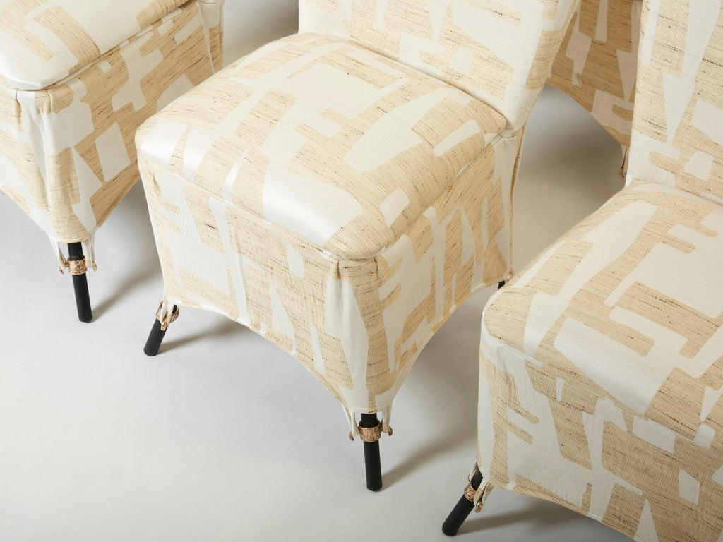 Set of 8 Garouste & Bonetti ‘Jour et Nuit ’ bronze dining chairs 1991