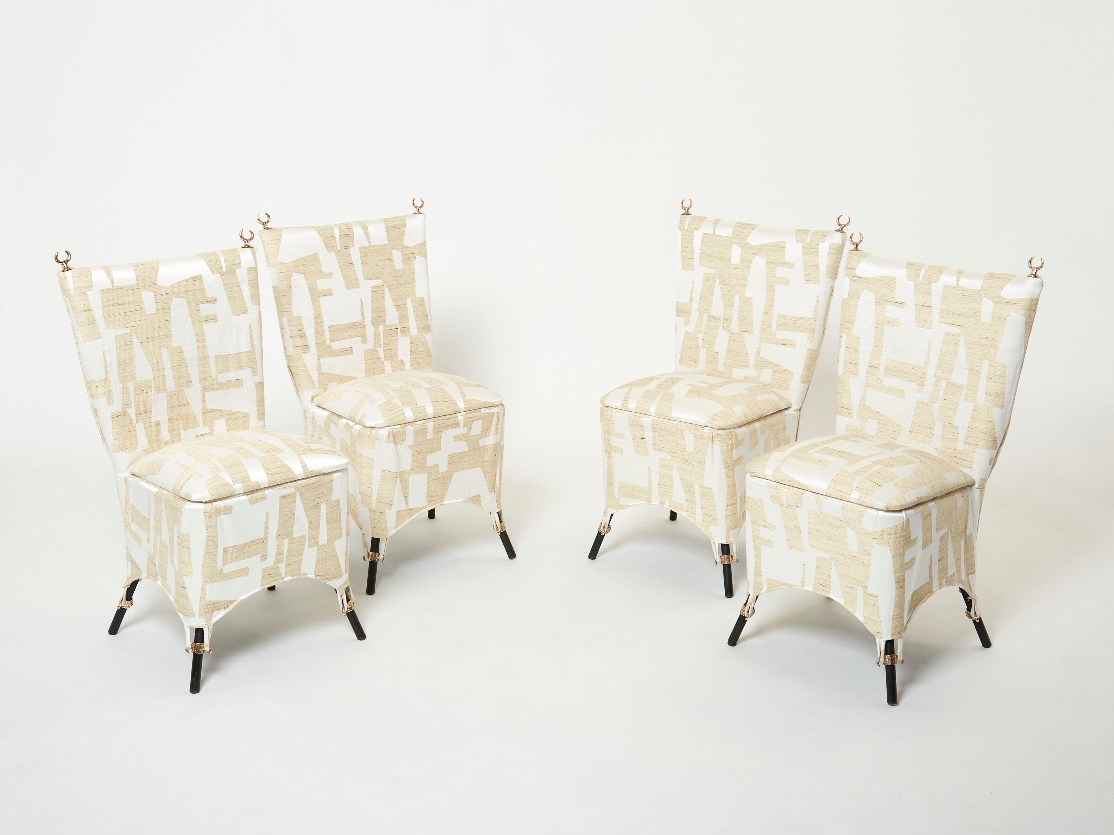 Set of 8 Garouste & Bonetti ‘Jour et Nuit ’ bronze dining chairs 1991