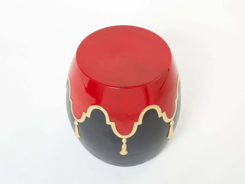 Garouste & Bonetti signed ceramic stool side table 1990