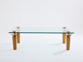Garouste & Bonetti solid oak and bronze glass coffee table 1995