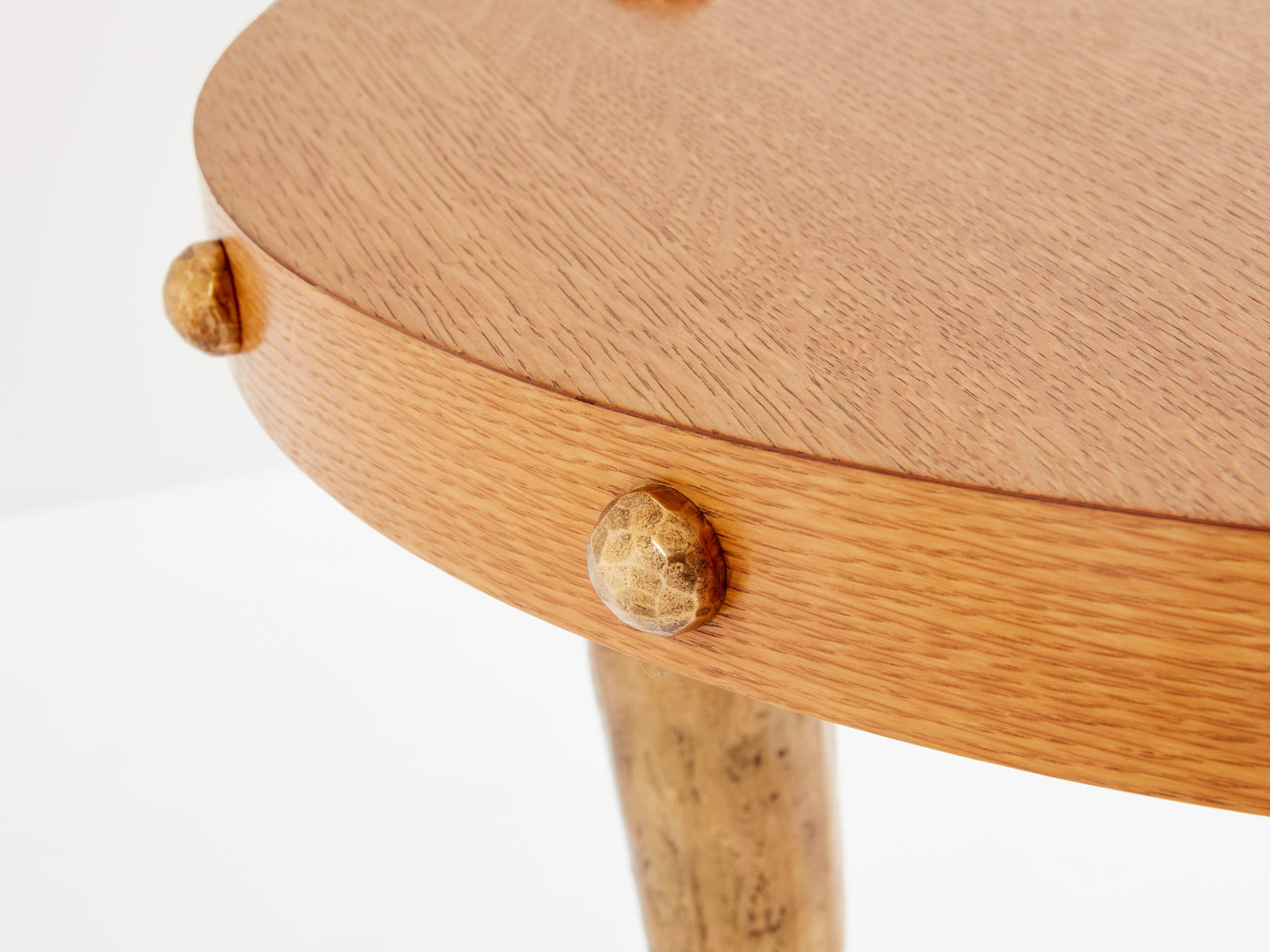Garouste & Bonetti solid oak and patinated bronze gueridon table 1987